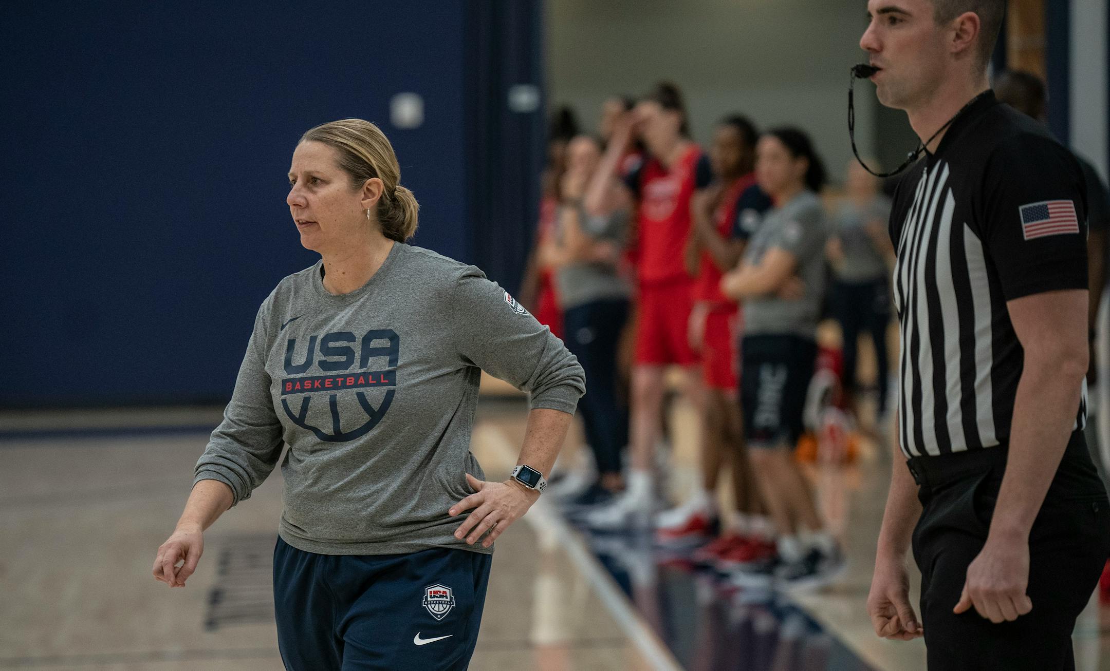 USA National Team and Minnesota Lynx head coach Cheryl Reeve during practice with the National Team in Minneapolis, Minn., on Wednesday, March 30, 2022.