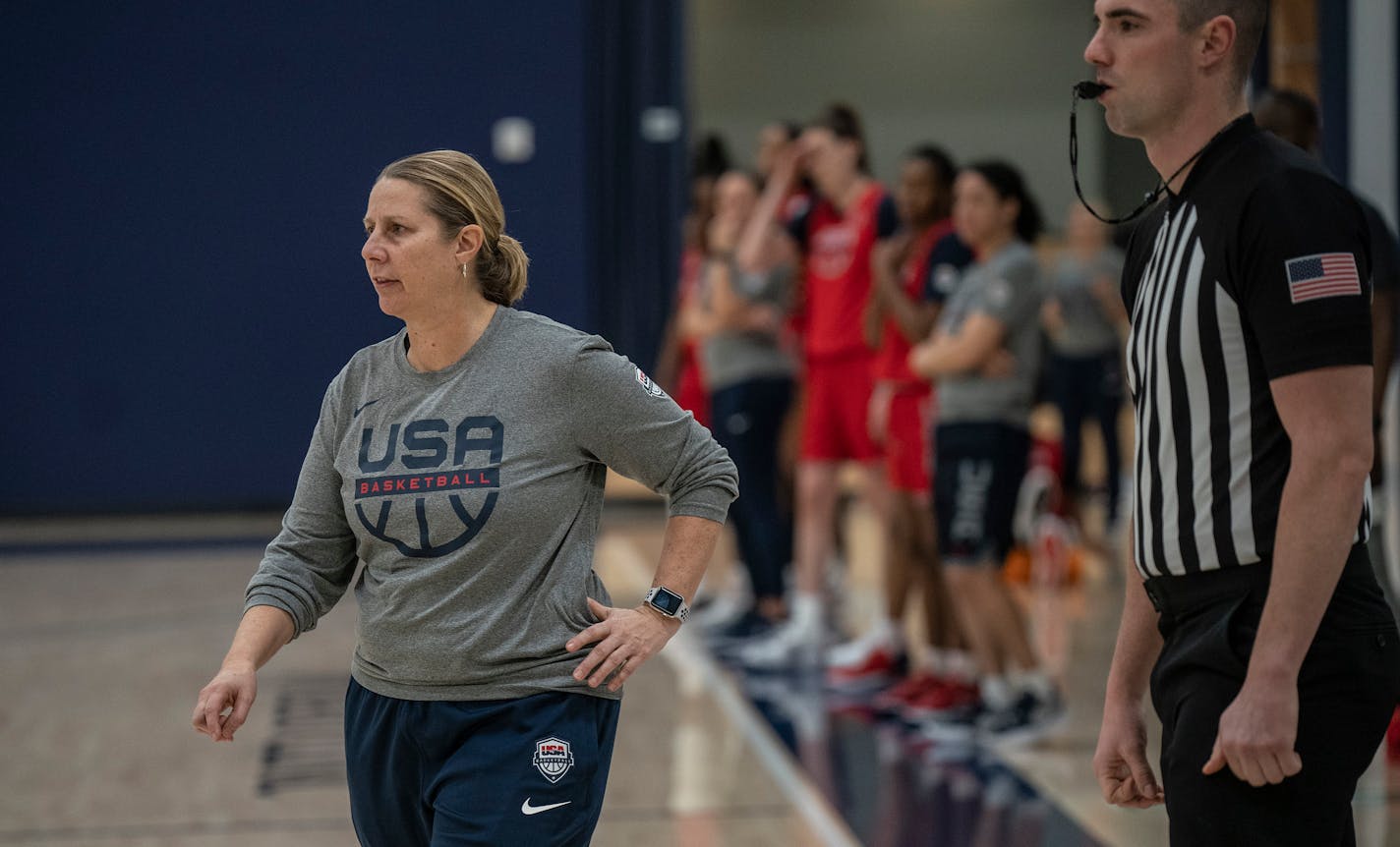 USA National Team and Minnesota Lynx head coach Cheryl Reeve during practice with the National Team in Minneapolis, Minn., on Wednesday, March 30, 2022.