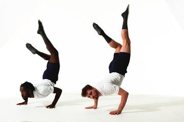 Da’Rius Malone, left, and Jarod Boltjes of James Sewell Ballet performed “New Works Project” Friday and Saturday at St. Paul’s O’Shaughnessy