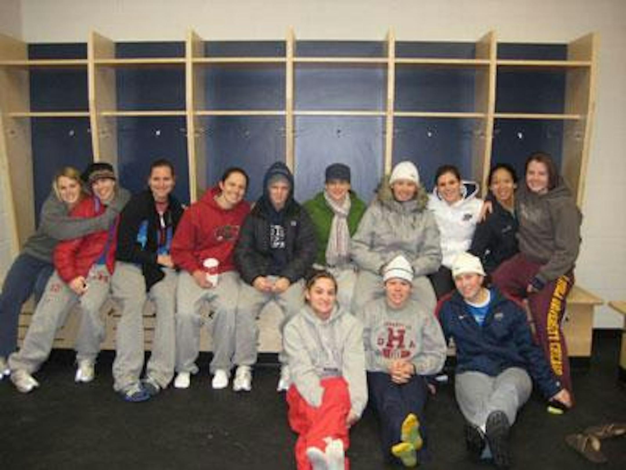 Some of the players gather before a early morning practice