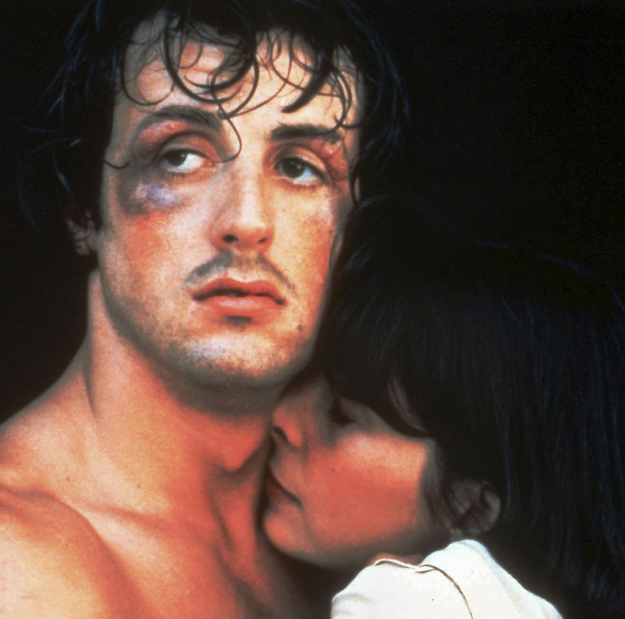 FILE ñ Actor and screenwriter Sylvester Stallone holds actress Talia Shire in a scene from the 1976 movie "Rocky." Four decades after the Nov. 21, 1976, premiere of "Rocky," the movie's reach is international, and the title character's underdog tale of determination, grit and sleepy-eyed charm still resonates with fans. (AP Photo, File)