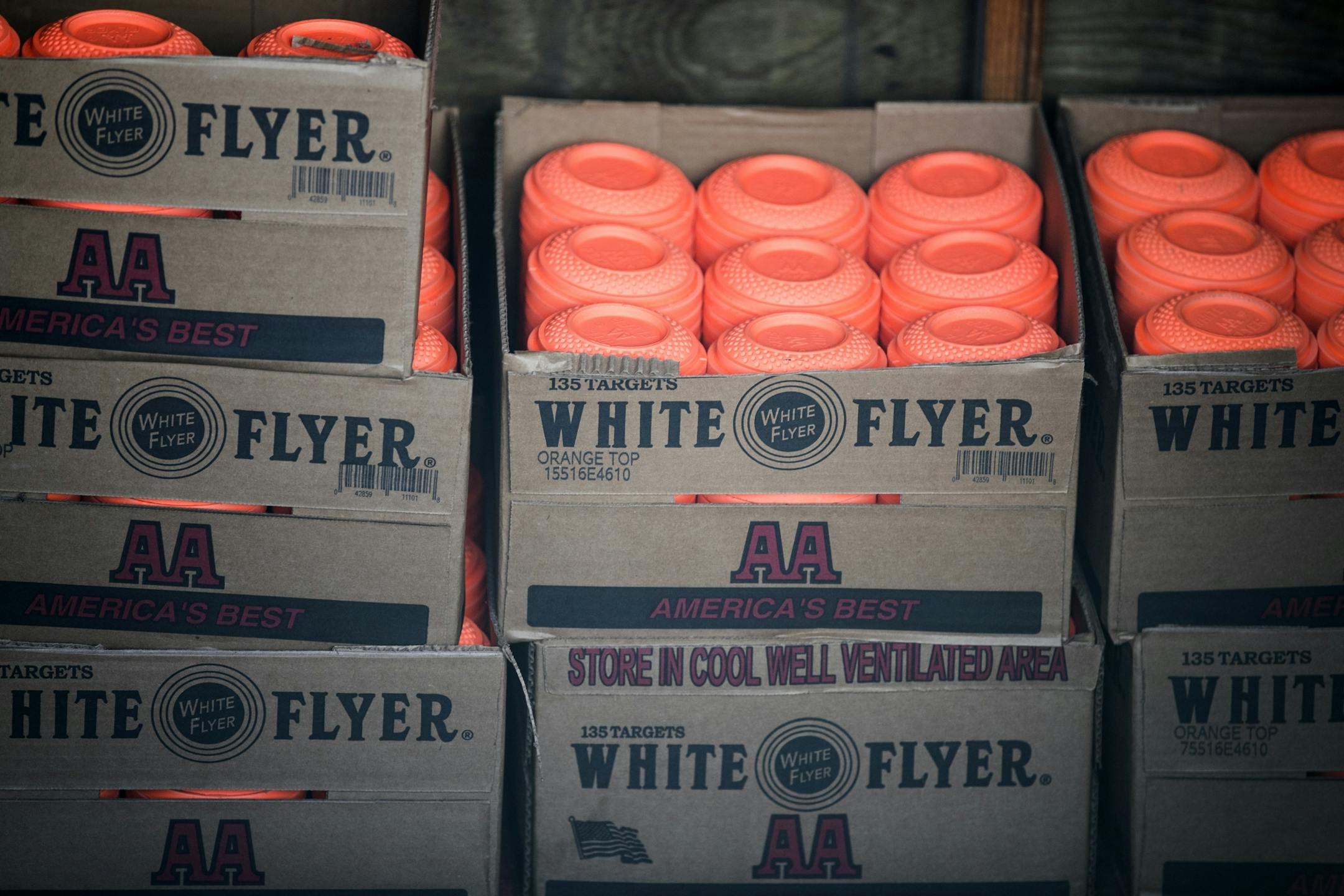 Boxes of targets at the Plymouth Gun Club.