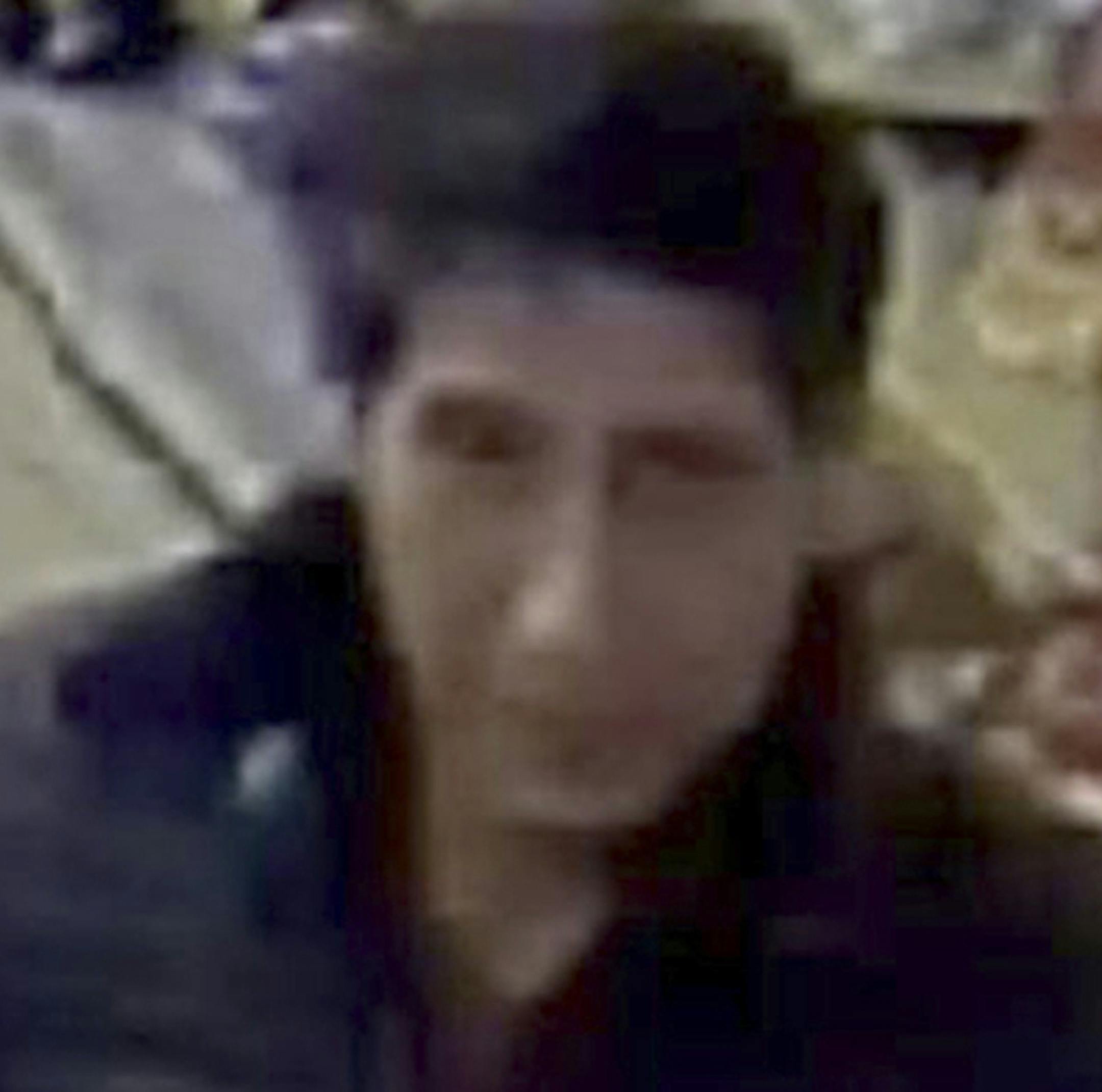 In this undated photo released Wednesday Oct. 24, 2018, by Britain's Blackpool Police, showing an alleged thief bearing a striking resemblance to Ross Geller, the character played by actor David Schwimmer on the TV show "Friends." Blackpool police posted surveillance-camera footage asking for witnesses to identify their suspect, and thousands of social media users highlighted the suspect's likeness to Schwimmer's US sitcom character. The actor then responded with a Twitter video that shows him s