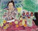 Henri Matisse, Striped Robe, Fruit, and Anemones, 1940. Oil on canvas, 21 5/8 x 25 5/8 inches (54.9 x 65.1 cm). The Baltimore Museum of Art: The Cone 