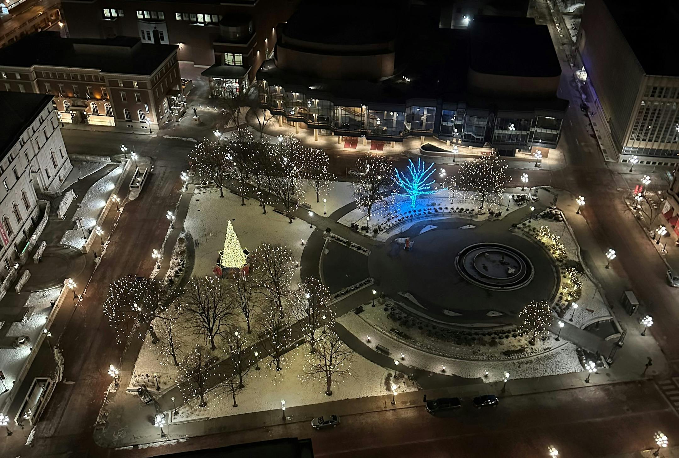 St. Paul's Christmas tree in Rice Park is featured on the Hallmark Channel's website. Photo courtesy of the St. Paul Downtown Alliance.