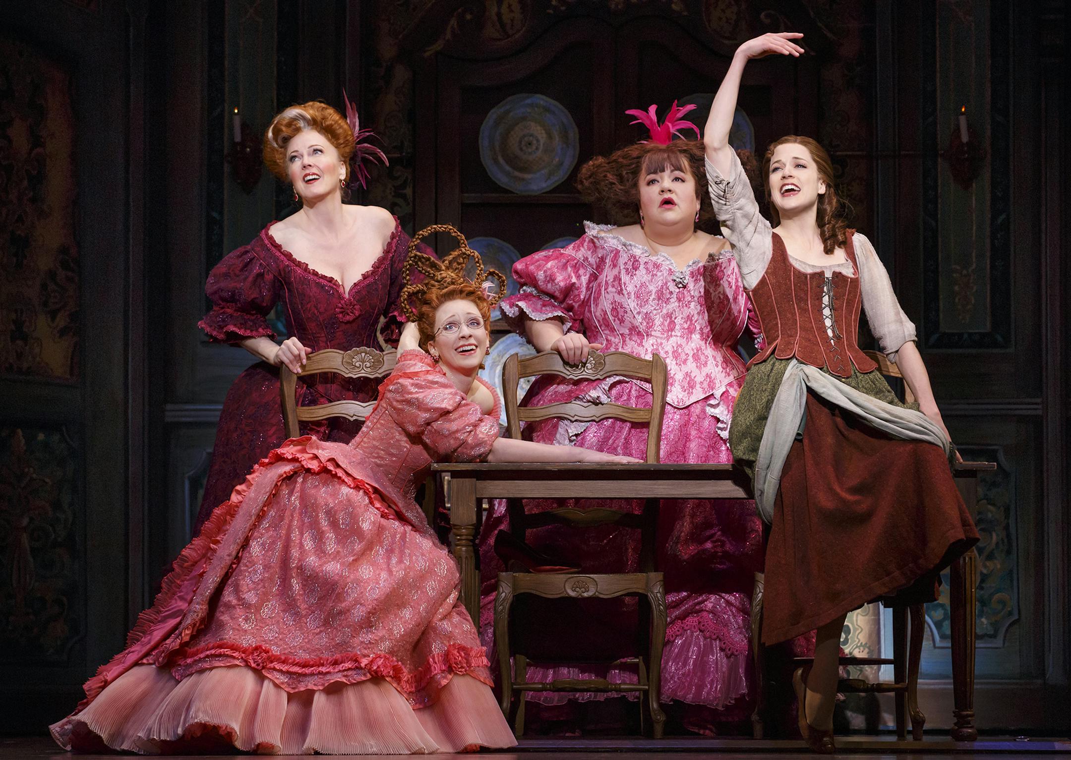 Beth Glover as Madame, Kaitlyn Davidson as Gabrielle, Aymee Garcia as Charlotte and Paige Faure as Ella in the National Tour of Rodgers + Hammersteinís "Cinderella." credit: Carol Rosegg