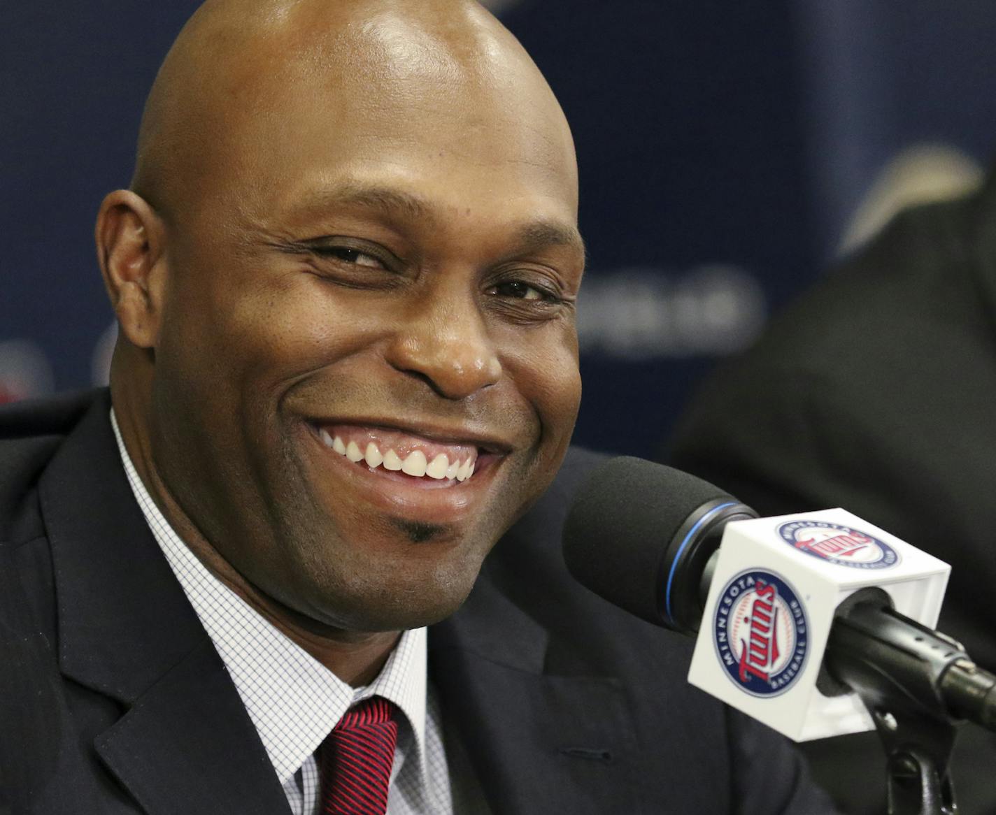 Twins Torii Hunter announced his retirement last week, but explained his decision at a press conference today at Target Field. Torii's smile will be missed, here Torii laughed when describing how to sign an autograph, hitting every letter, so when a kid of the future finds the ball they will know who he was. ] Brian.Peterson@startribune.com Minneapolis, MN - 11/05/2015