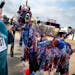 At the llama-dressing contest at the Minnesota State Fair in 2014, Laura Meany and Teddy were dressed as the Statue of Liberty and fireworks.