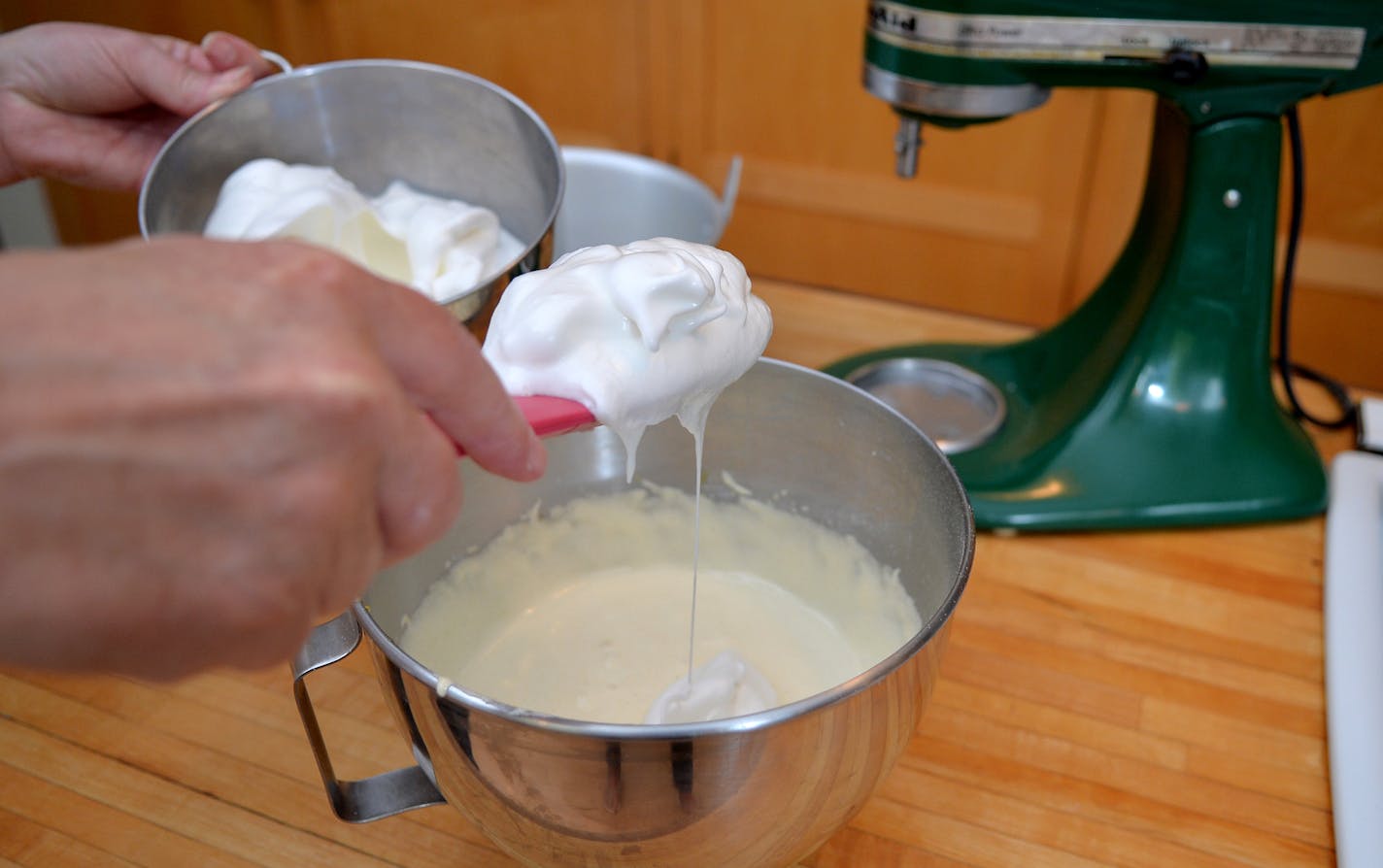 Gently fold in the mixtures together from the bottom of the bowl. ] (SPECIAL TO THE STAR TRIBUNE/BRE McGEE)