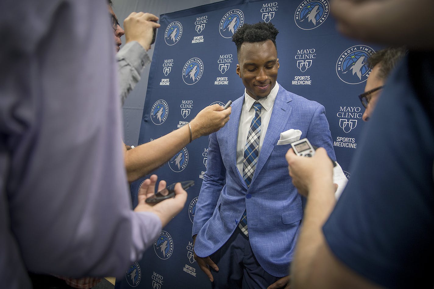 The Minnesota Timberwolves 2018 Draft Picks Josh Okogie spoke to the media after a press conference, Tuesday, June 26, 2018 at the Mayo Clinic Square in Minneapolis, MN. ] ELIZABETH FLORES &#xef; liz.flores@startribune.com