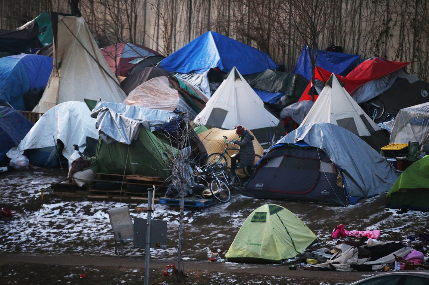 The homeless encampment near Hiawatha and Cedar avenues in Minneapolis in November.