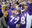 Tom Nickerson, left, and Grant Sparks tailgated before the Vikings home opener at TCF Bank Stadium in 2015.