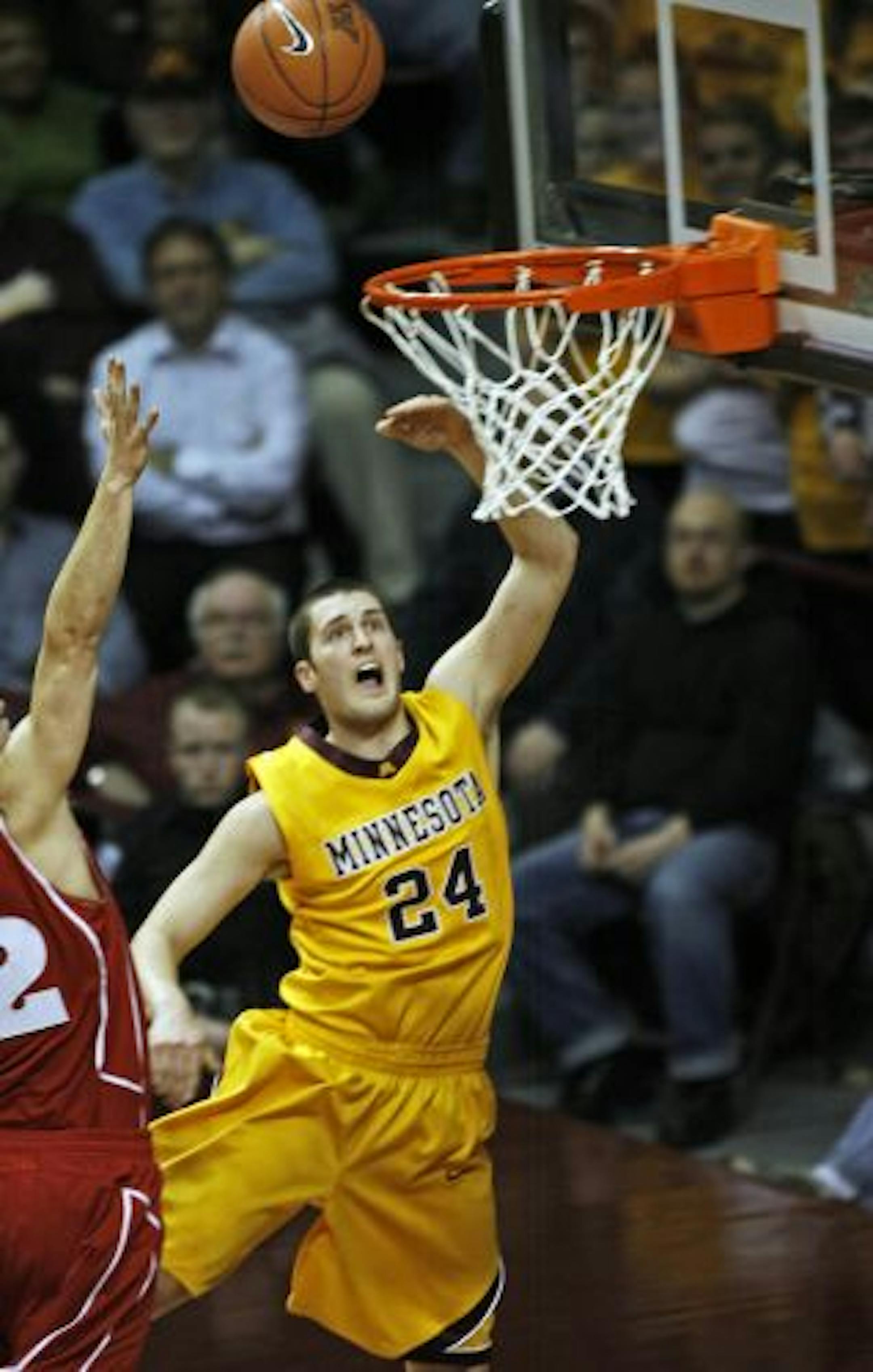 The Gophers' Blake Hoffarber scored two of his team-high 16 points in Minnesota's 68-52 upset of No. 14 Wisconsin at Williams Arena.