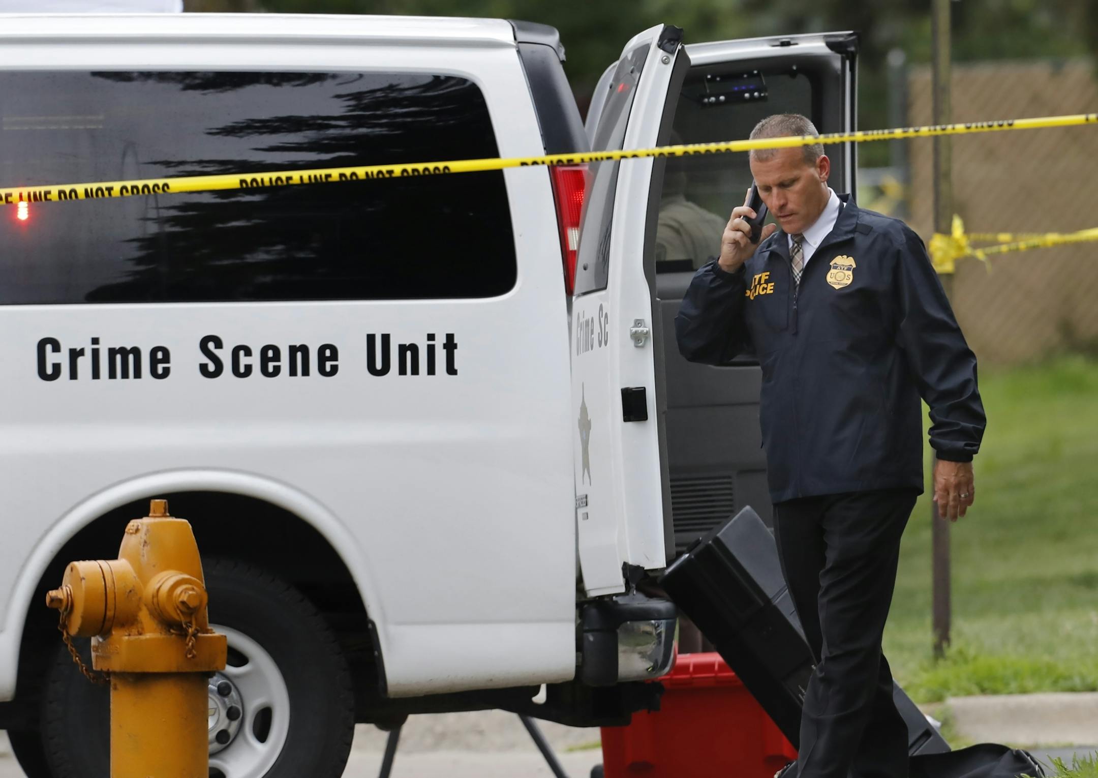 ATF was present at the scene. Police investigated the scene of a shooting between a suspect and South St. Paul police officer who was injured a little past noon on 7/19/2018