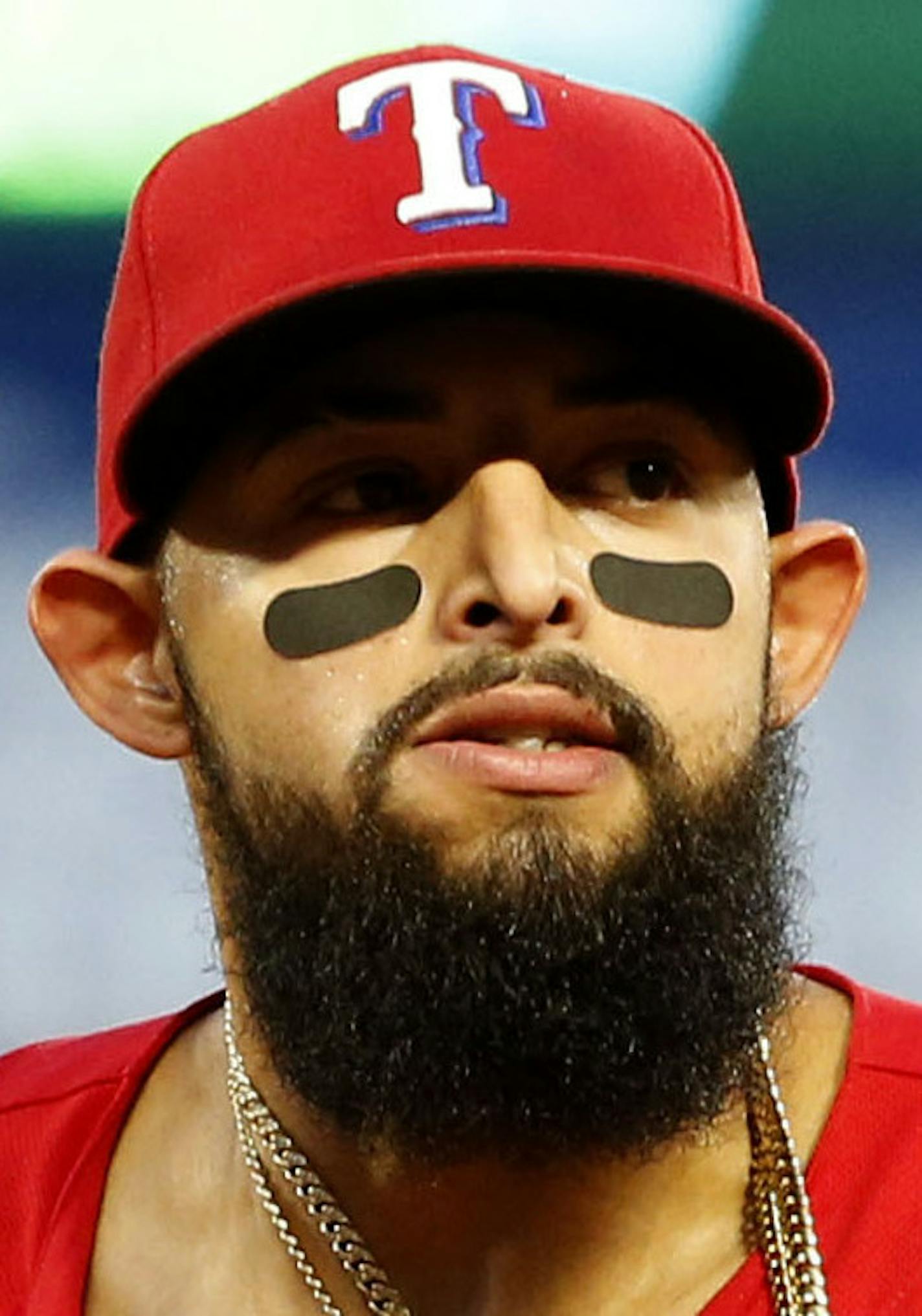 Texas Rangers second baseman Rougned Odor jogs off the field after the first inning of the second baseball game of a doubleheader in Arlington, Texas, Saturday, June 8, 2019. (AP Photo/Roger Steinman) ORG XMIT: OTKRS120