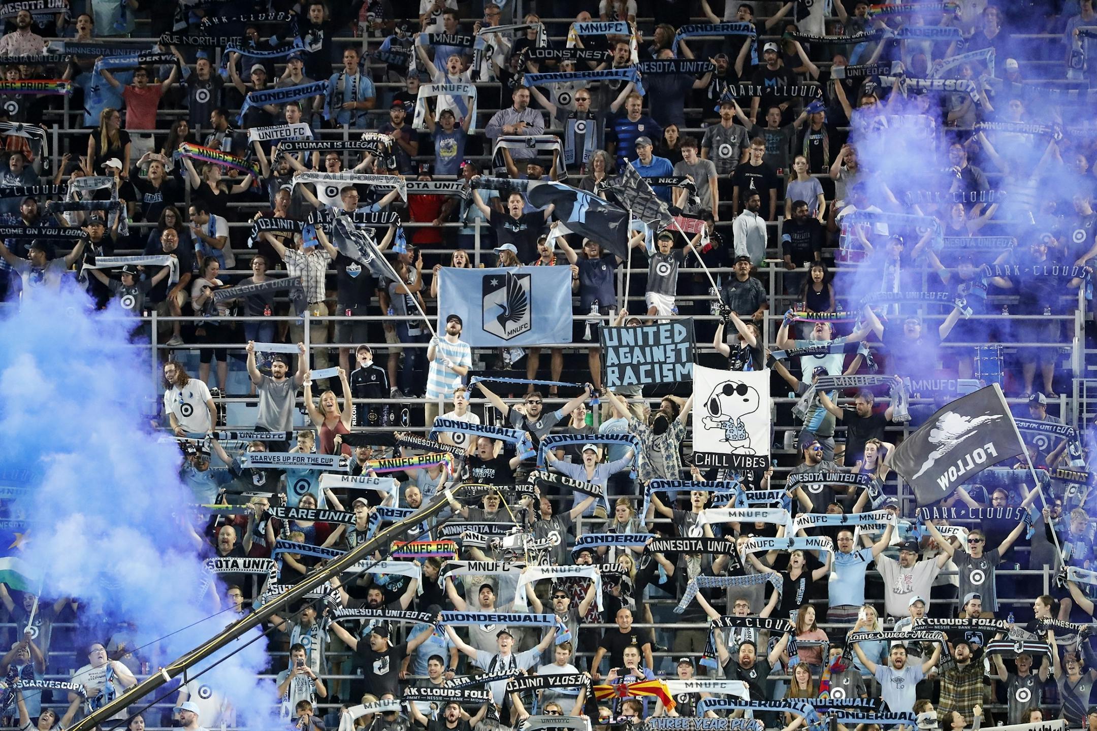 Minnesota United fans cheered during the second half. of a game last summer.