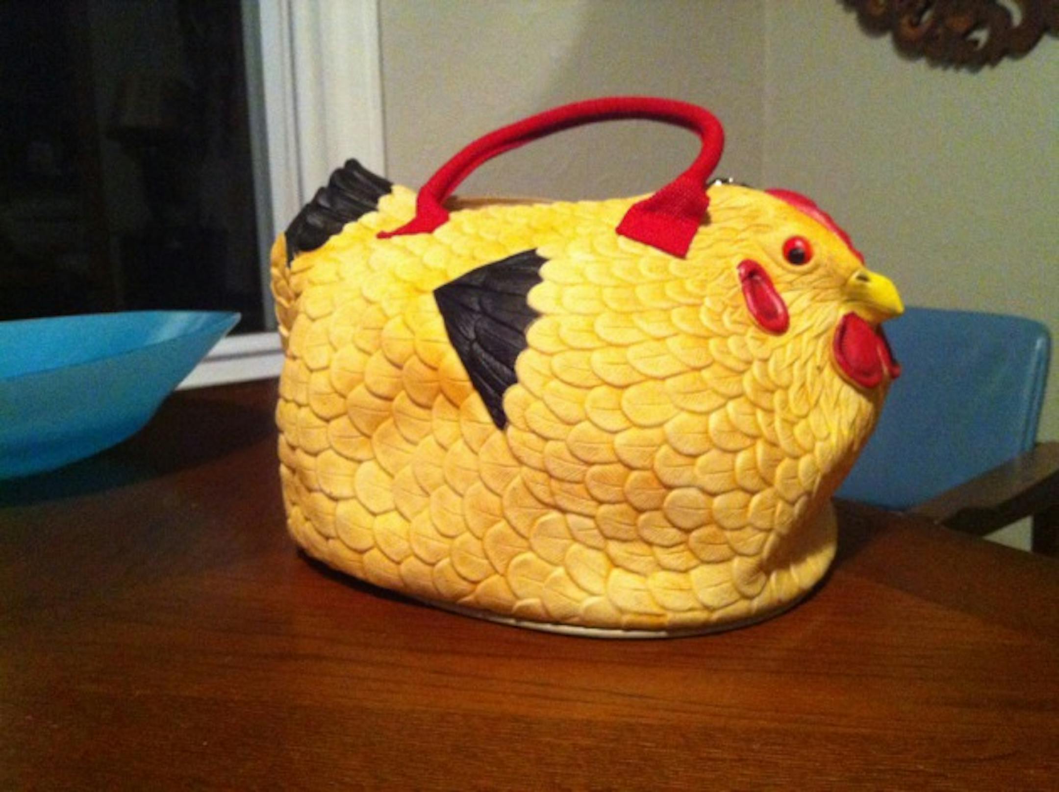 Lucie Amundsen's chicken purse broke some ice on World Book Night.