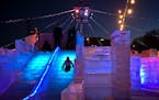 A child made their way down the slide at the ice maze in Stillwater Friday night. The maze opened to the public on Friday, Jan. 22, 2021 outside the Z