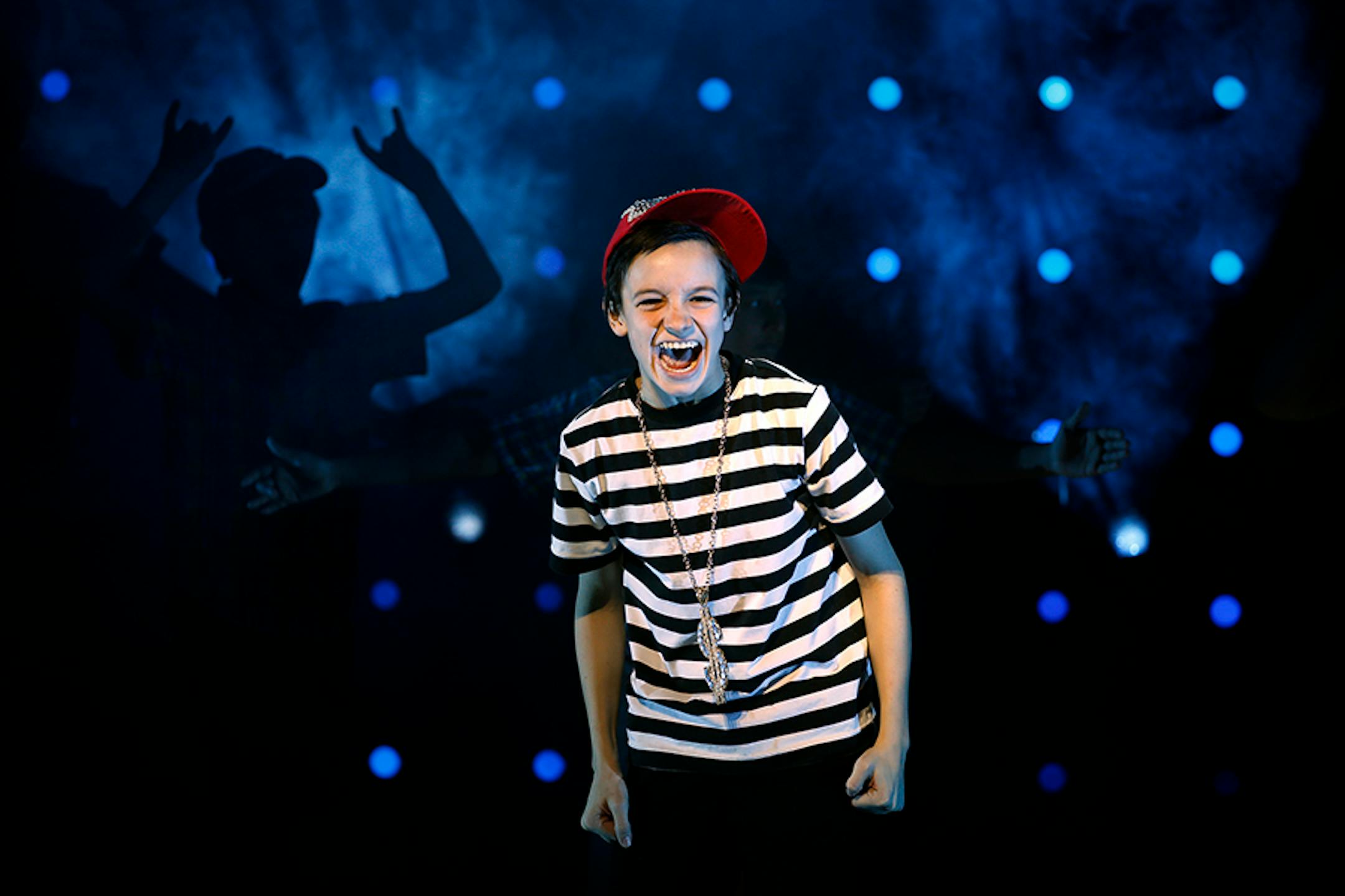 Greg, played by Ricky Falbo, in the Diary of a Wimpy Kid the Musical.