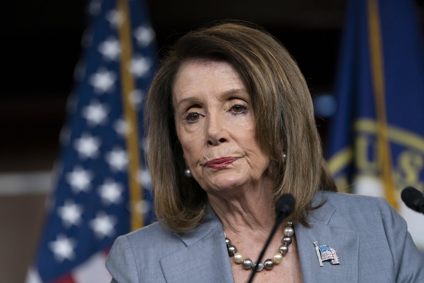 Speaker of the House Nancy Pelosi, D-Calif., meets with reporters the day after the Democrat-controlled House Judiciary Committee voted to hold Attorney General William Barr in contempt of Congress, escalating the legal battle with the Trump administration over access to special counsel Robert Mueller's report, at a news conference on Capitol Hill in Washington, Thursday, May 9, 2019. Pelosi agreed with Nadler's assertion Wednesday that the Trump administration's refusal to provide the special c