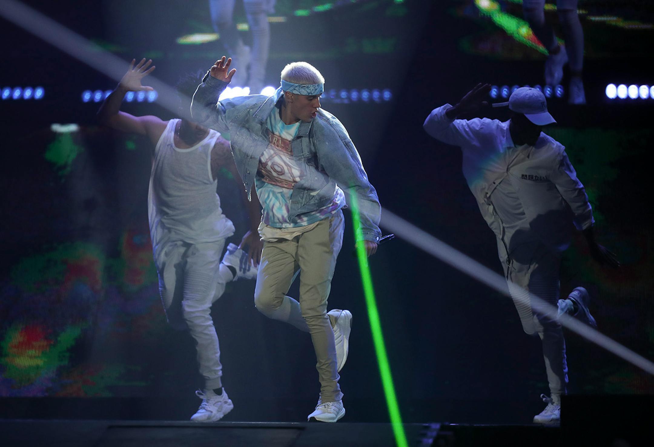 Justin Bieber early in his show at Target Center Sunday night.