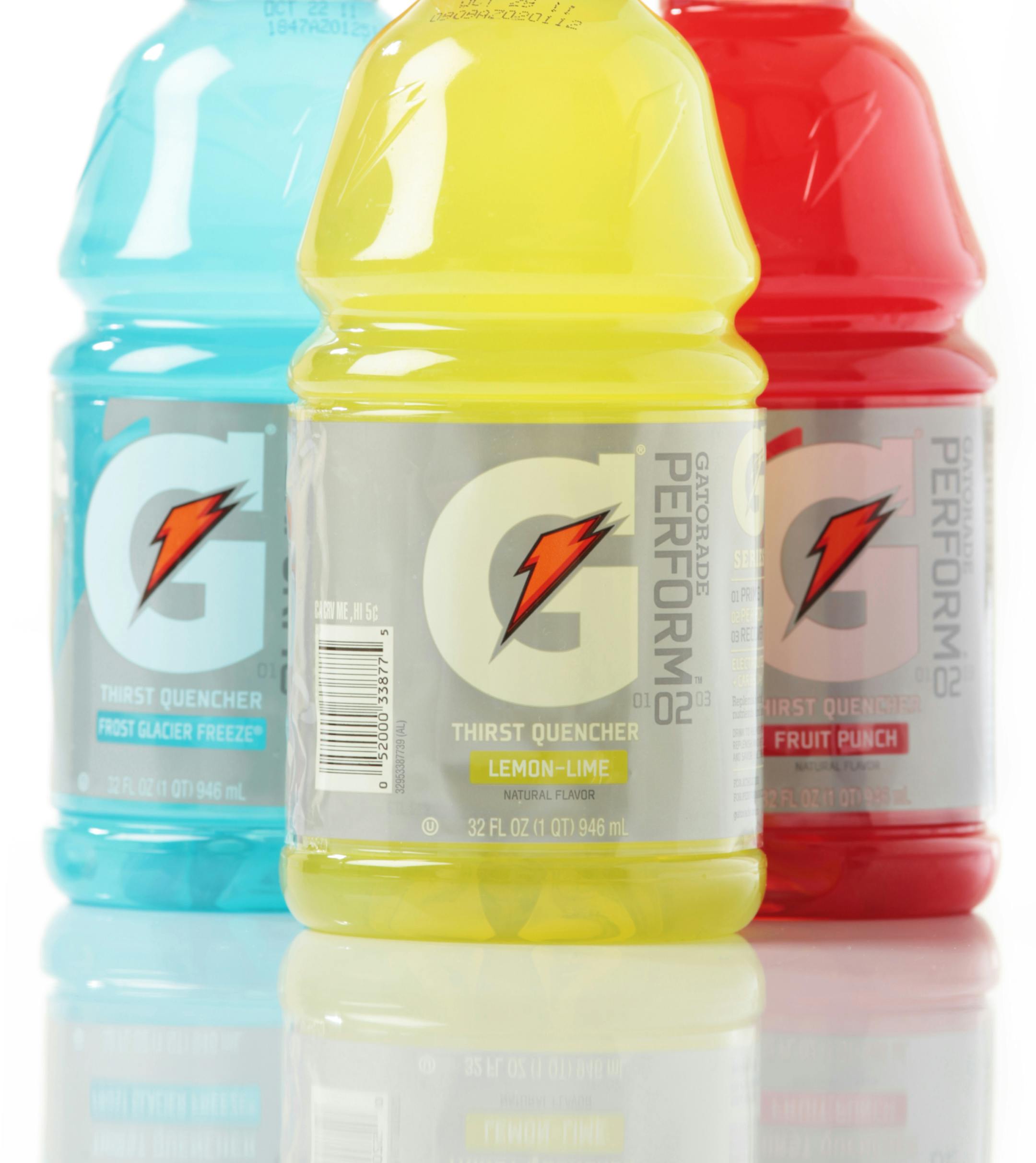Gatorade natural flavored lemon lime, fruit punch and frost glacier freeze.