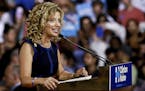 Debbie Wasserman Schultz, the Democratic National Committee chairwoman, speaks at a a campaign event for Hillary Clinton at Florida International Univ