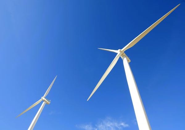Photo: Wind powered turbines.