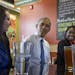 President Obama sat with Mira Friedlander, a University of Michigan senior, left, and Aisha Turner, a mother of three, at Zingerman&#x2019;s Deli in A