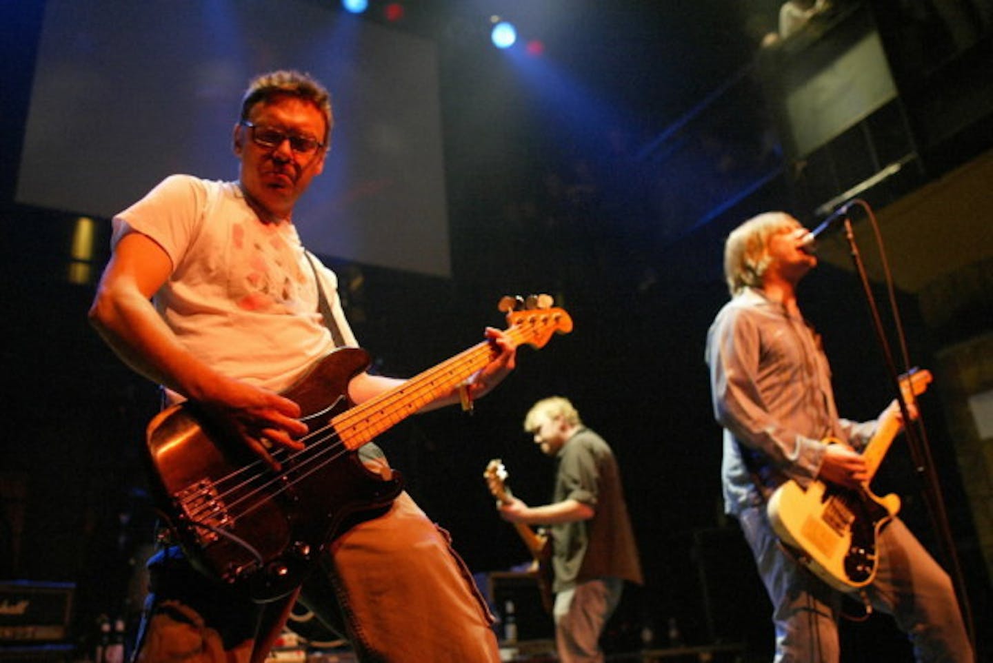 Karl Mueller, left, played with Soul Asylum at the Rock for Karl concert in 2004 while he was being treated for throat cancer. / Jeff Wheeler, Star Tribune