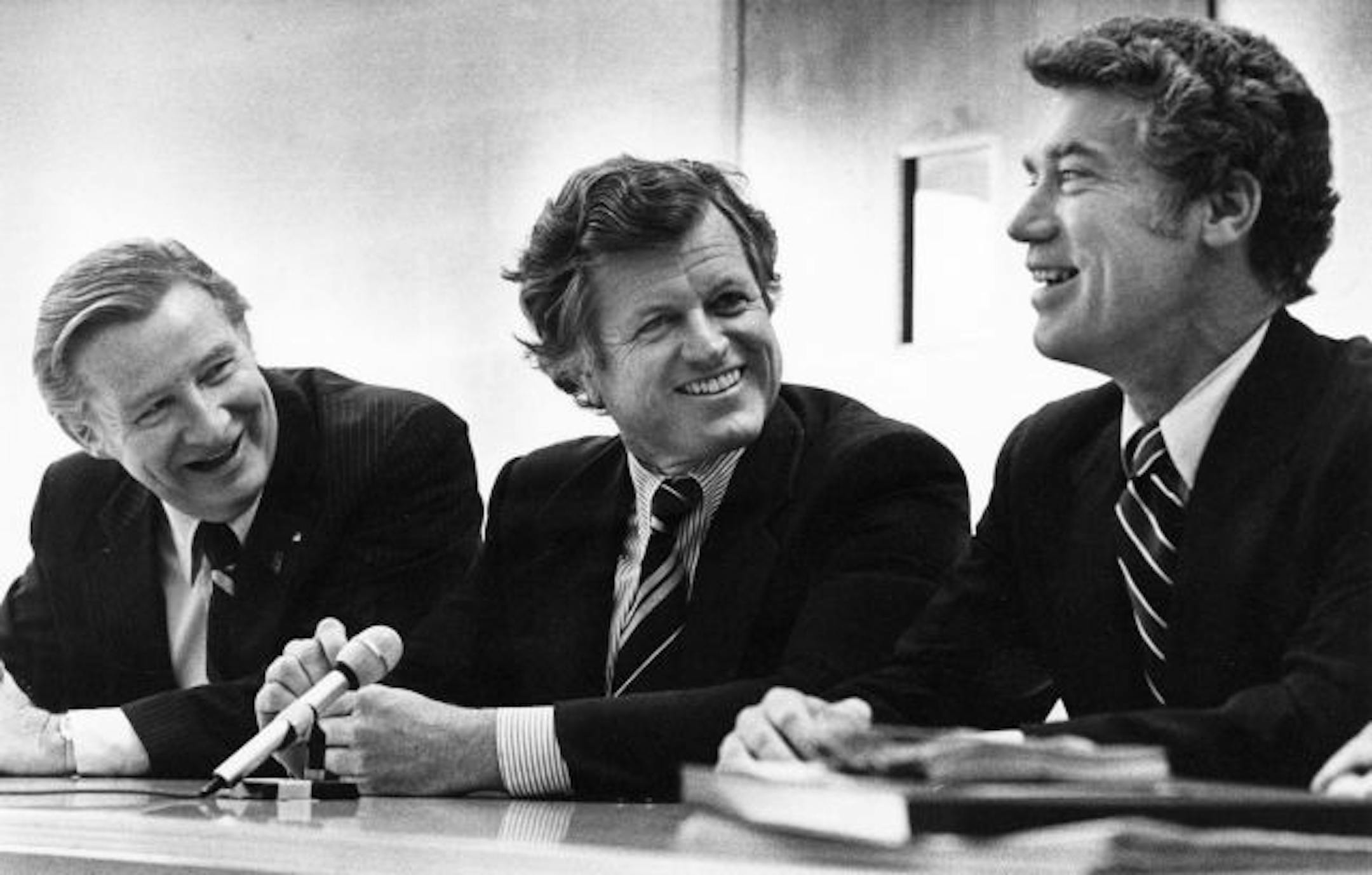 Sen. Edward Kennedy visits with Sen. Wendell Anderson (right) in Minnesota in 1978.