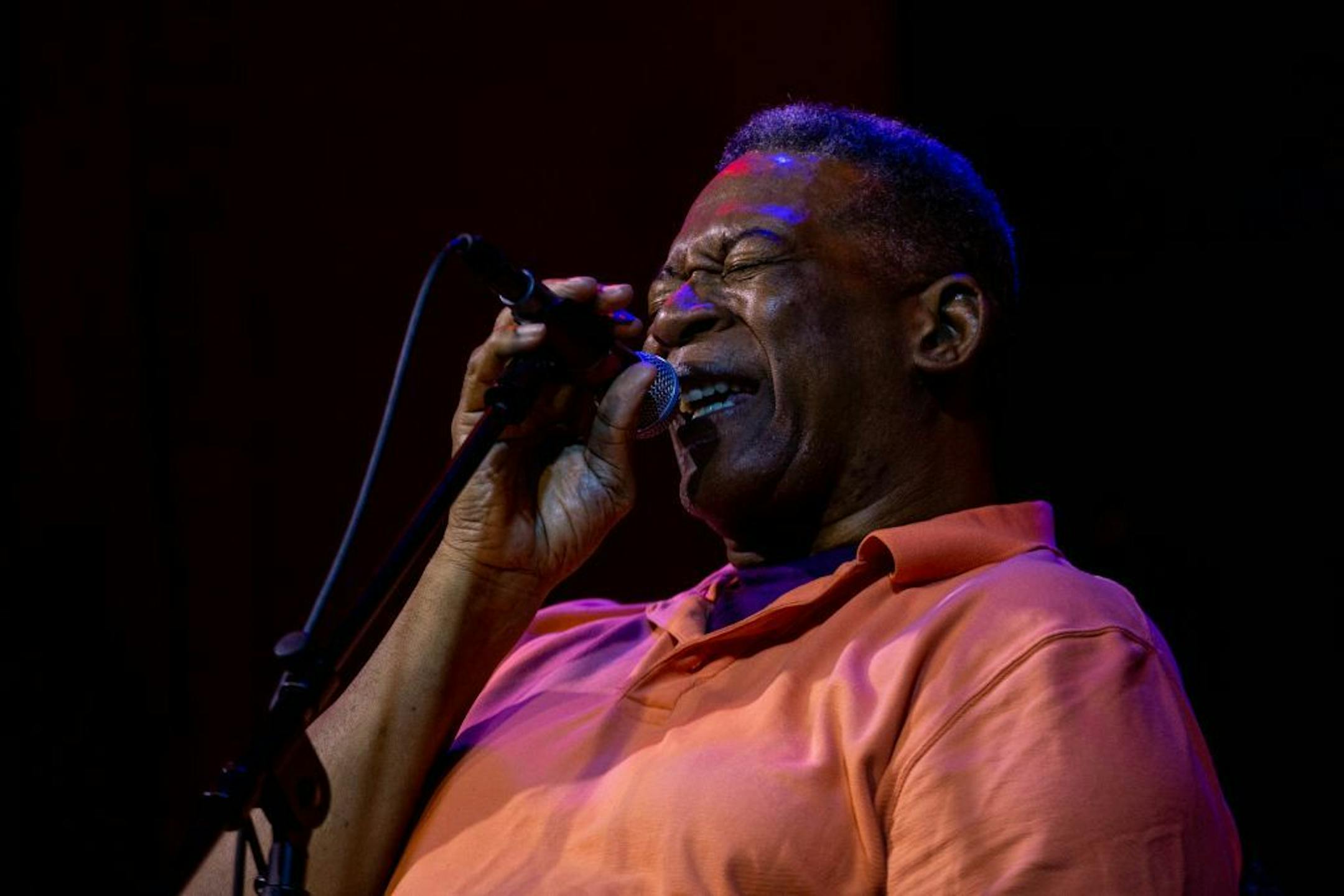 Big George Jackson performs at the KFAI Theater Stage.