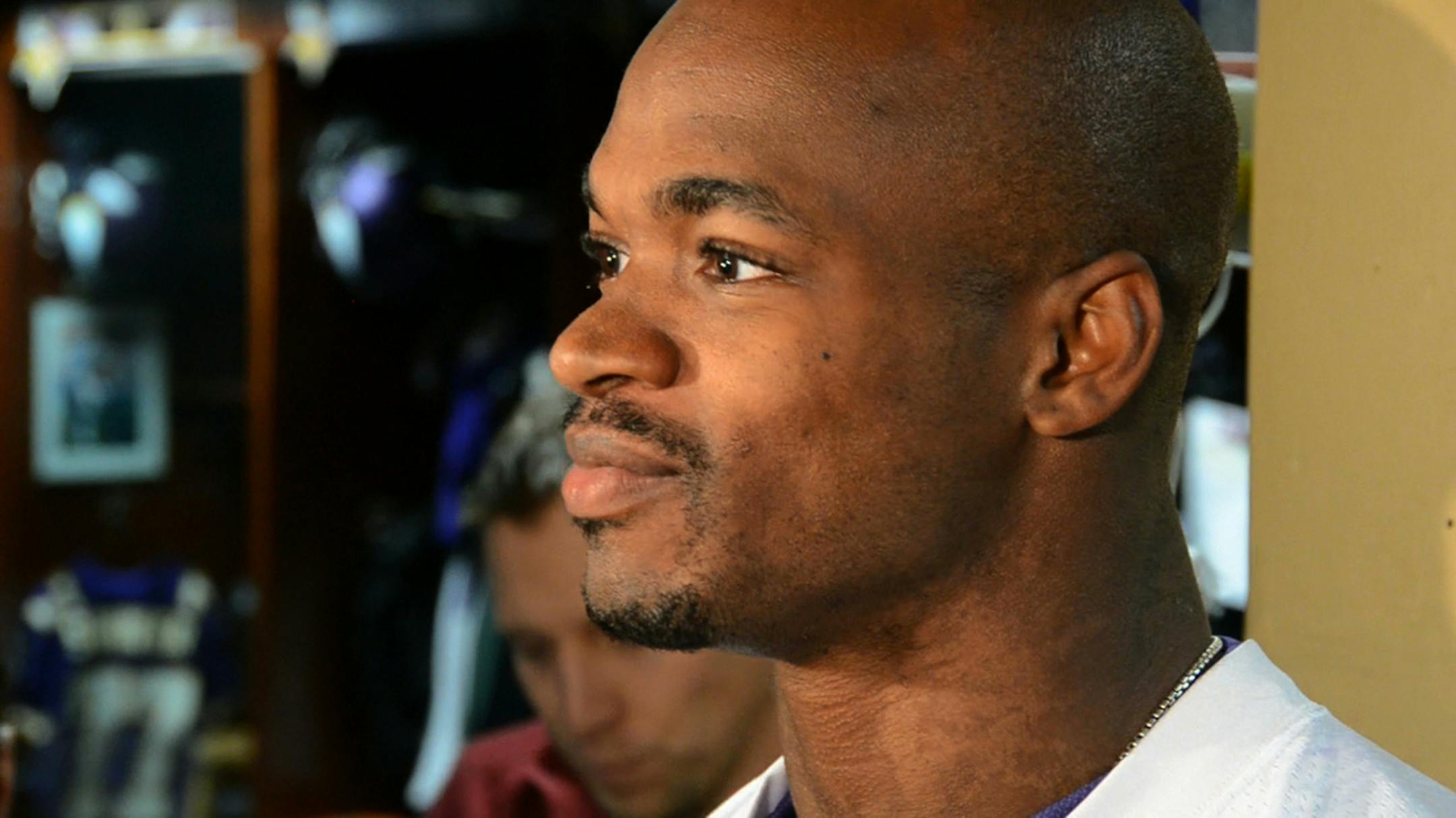 Adrian Peterson talked to the media about his son's funeral. ] STAR TRIBUNE PHOTO BY DAVID BREWSTER
