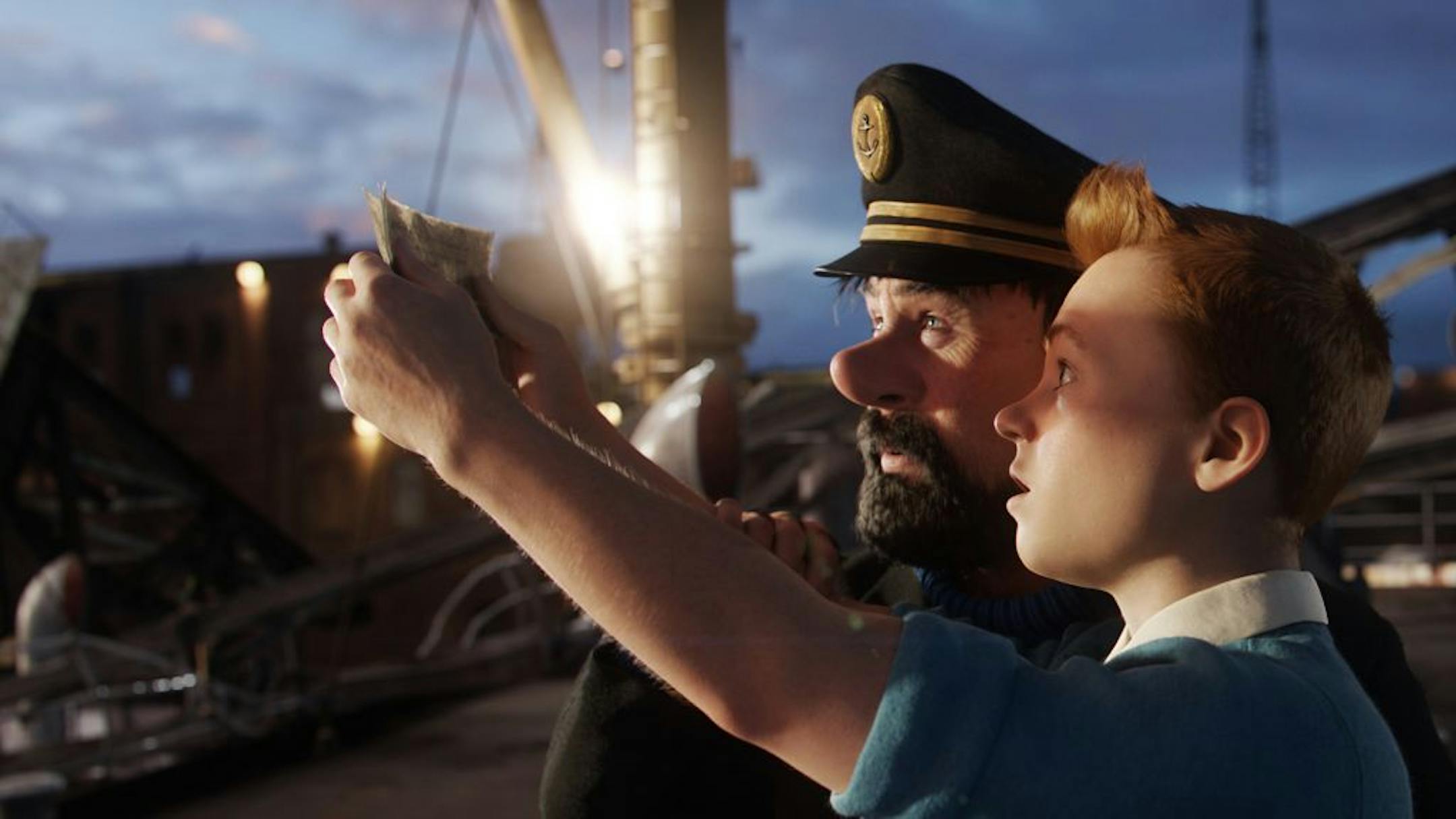 Captain Haddock (Andy Serkis), left, and Tintin (Jamie Bell) in "The Adventures of Tintin."