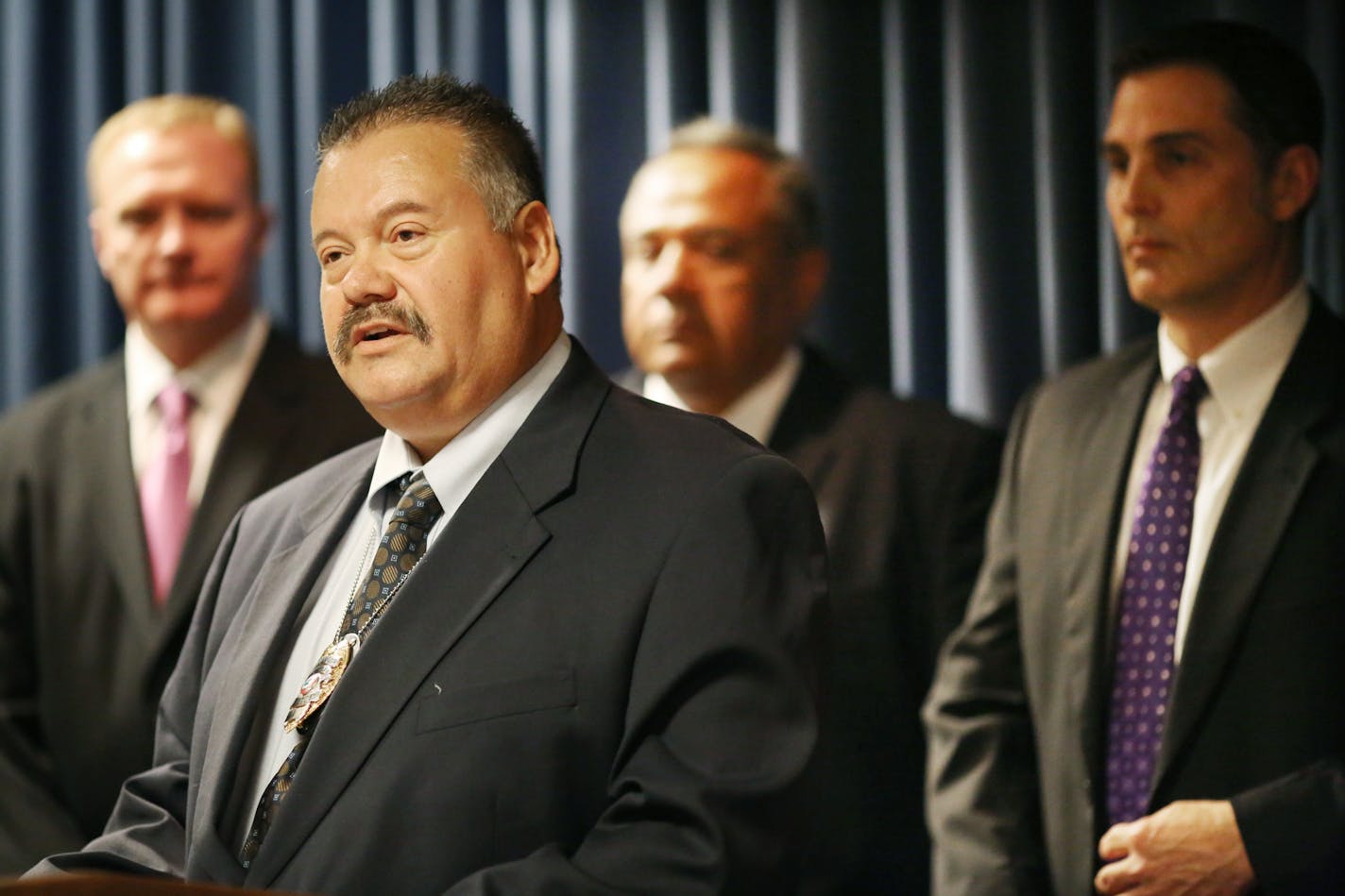 Red Lake Police Department Public Safety Director William Brunelle, shown in 2015 when the indictment of a multi-state heroin trafficking conspiracy was announced.