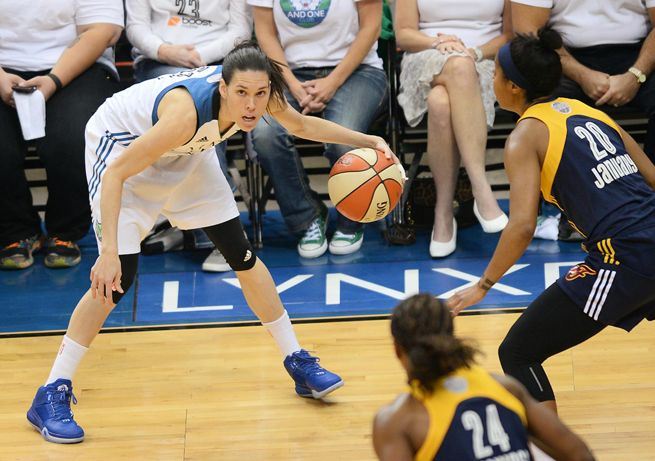 Minnesota Lynx guard Anna Cruz (51) looks to pass the ball during the first half.