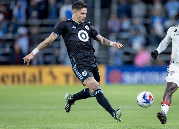 Luis Amarilla, left, competed against FC Dallas on April 30 at Allianz Field.