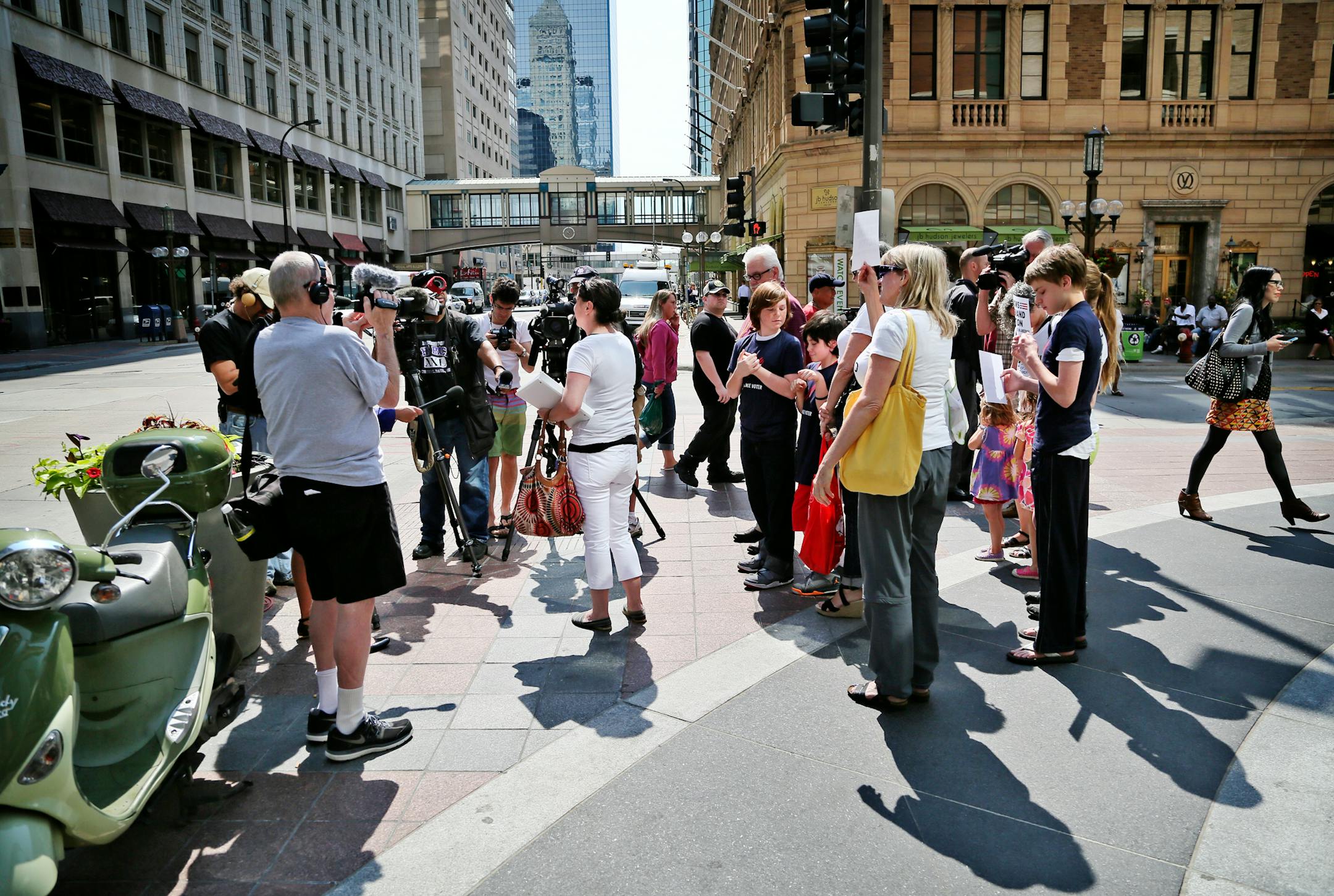 Local members of Moms Demand Action for Gun Sense in America protested on June 11 outside the downtown Target store on Nicollet Mall.