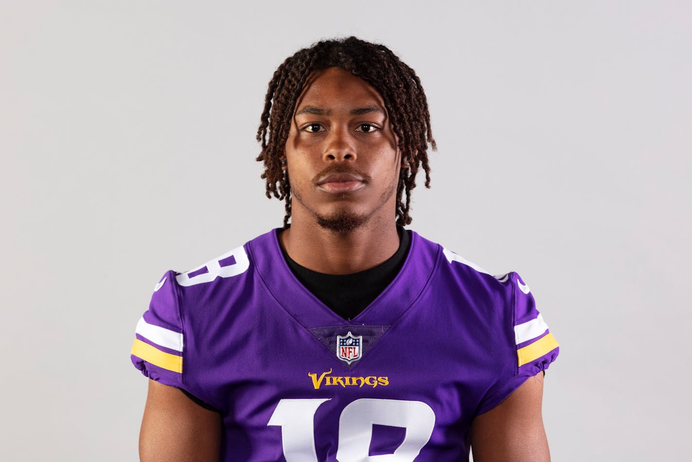 This is a 2020 photo of Justin Jefferson of the Minnesota Vikings NFL football team. This image reflects the Minnesota Vikings active roster as of Sunday, Aug. 30, 2020 when this image was taken. (AP Photo) ORG XMIT: NFLHS20