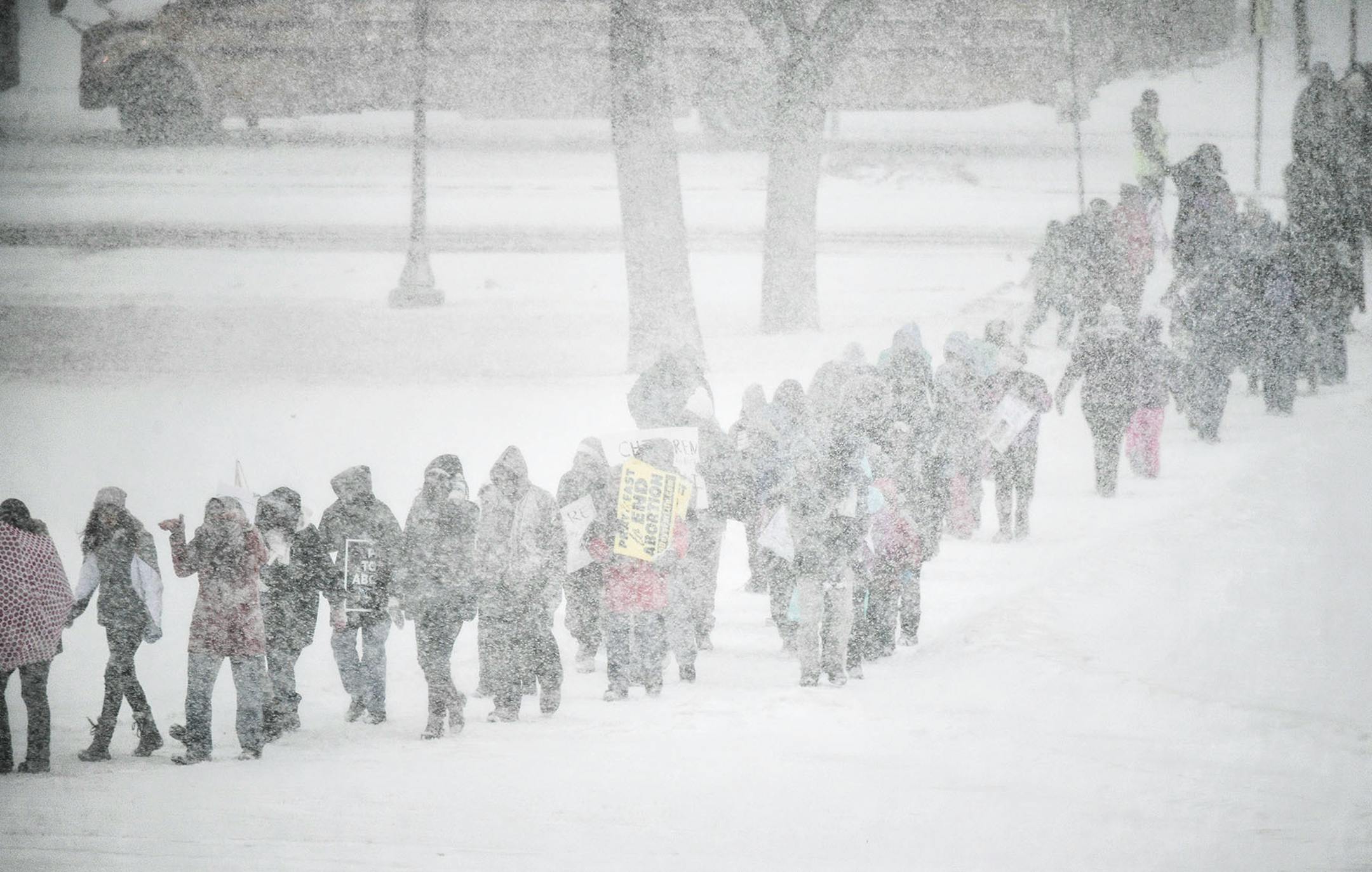 The March for Life had to be moved from the Capitol steps to inside and heavy snow moved through the Twin Cities.