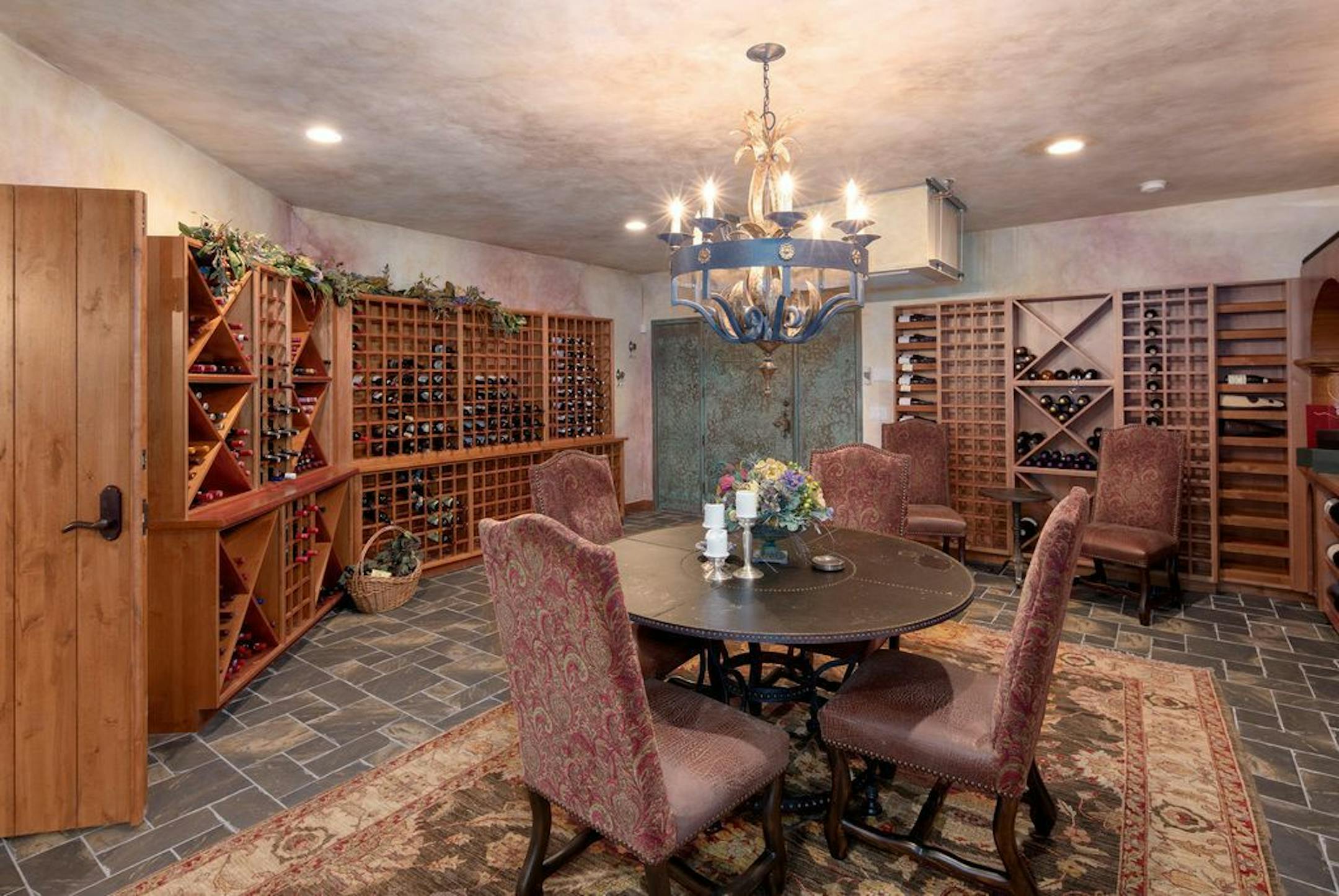 The wine room has storage for about 2,000 bottles.