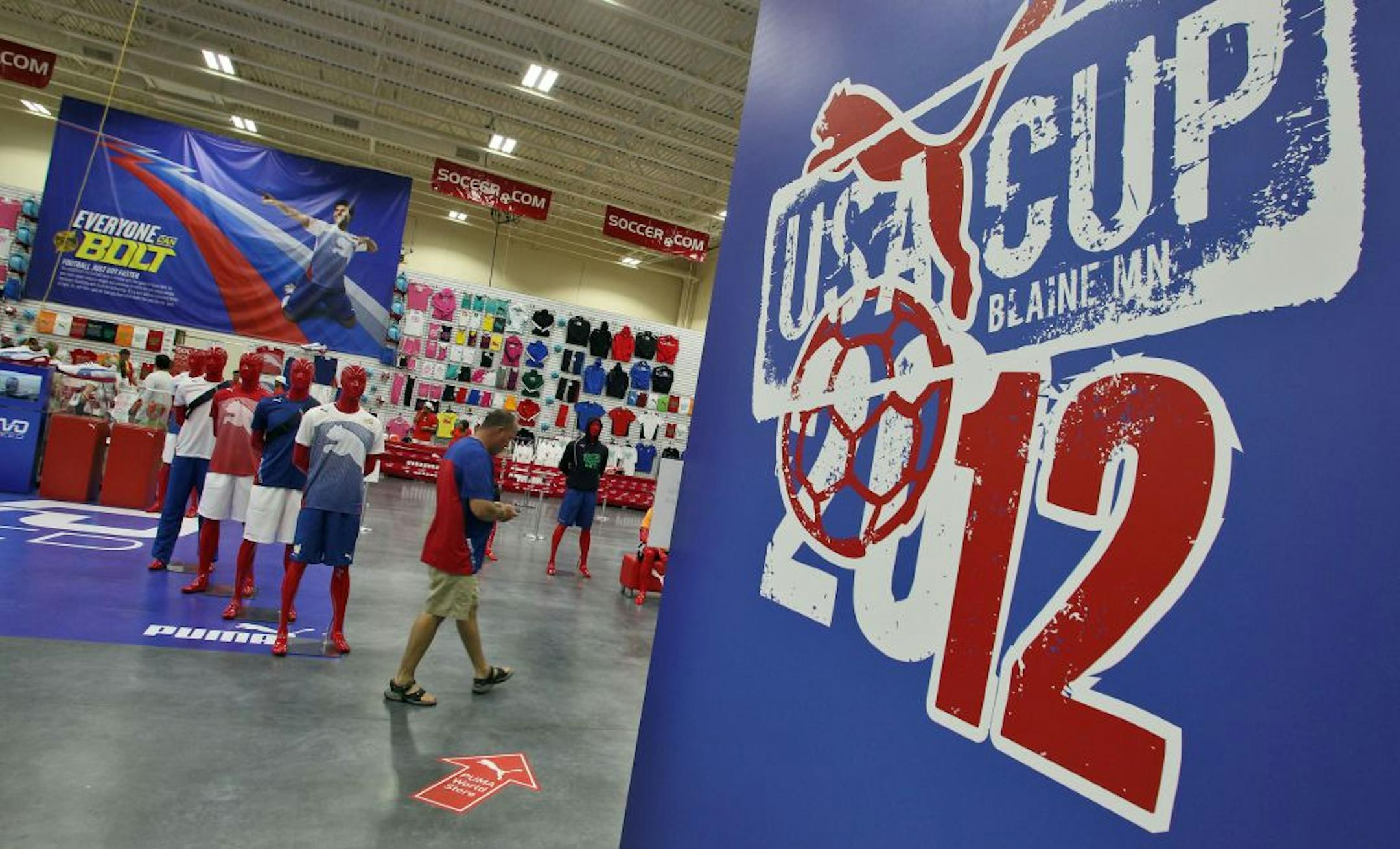 The National Sports Center in Blaine has added an exposition hall that is intended to bring in outdoor-themed shows. Currently the sports company PUMA has a display in the hall featuring a room full of sport mannequins. (MARLIN LEVISON/STARTRIBUNE(mlevison@startribune.com