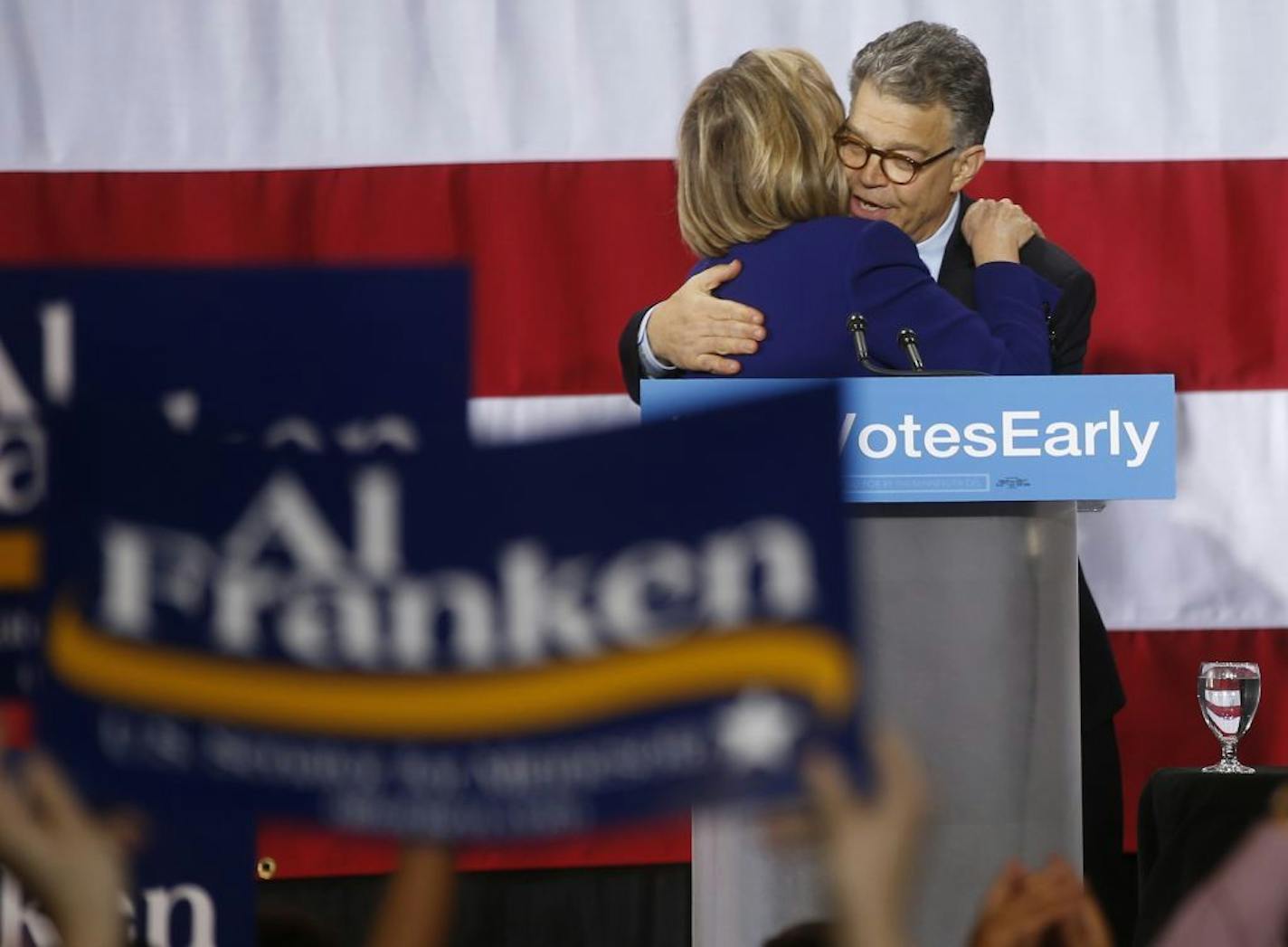 Hillary Clinton stumped for Senator Al Franken and Governor Mark Dayton. Senator Amy Klobuchar was also present to lend her support.