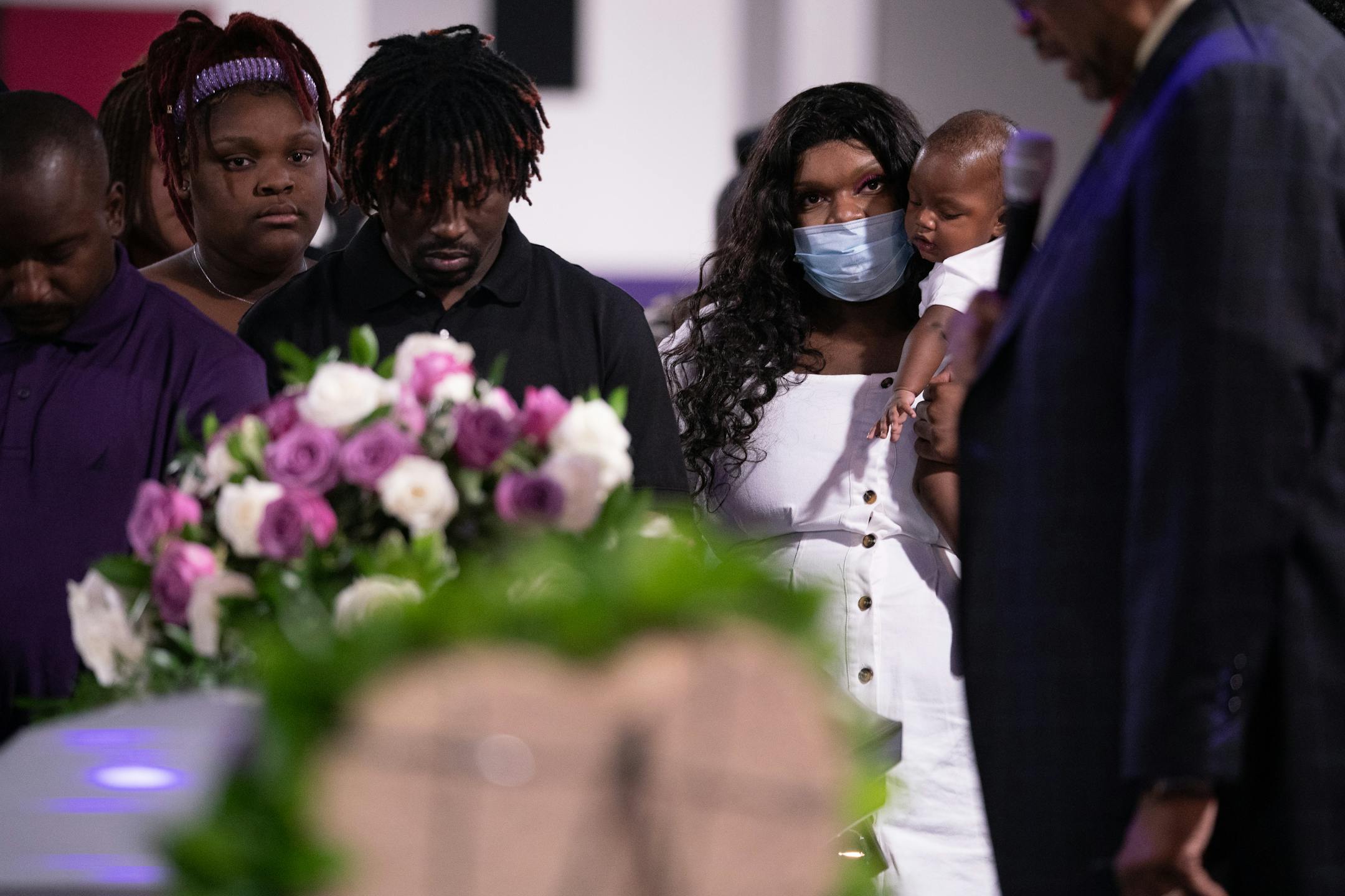Darnella Frazier made a final viewing at her uncle's casket.