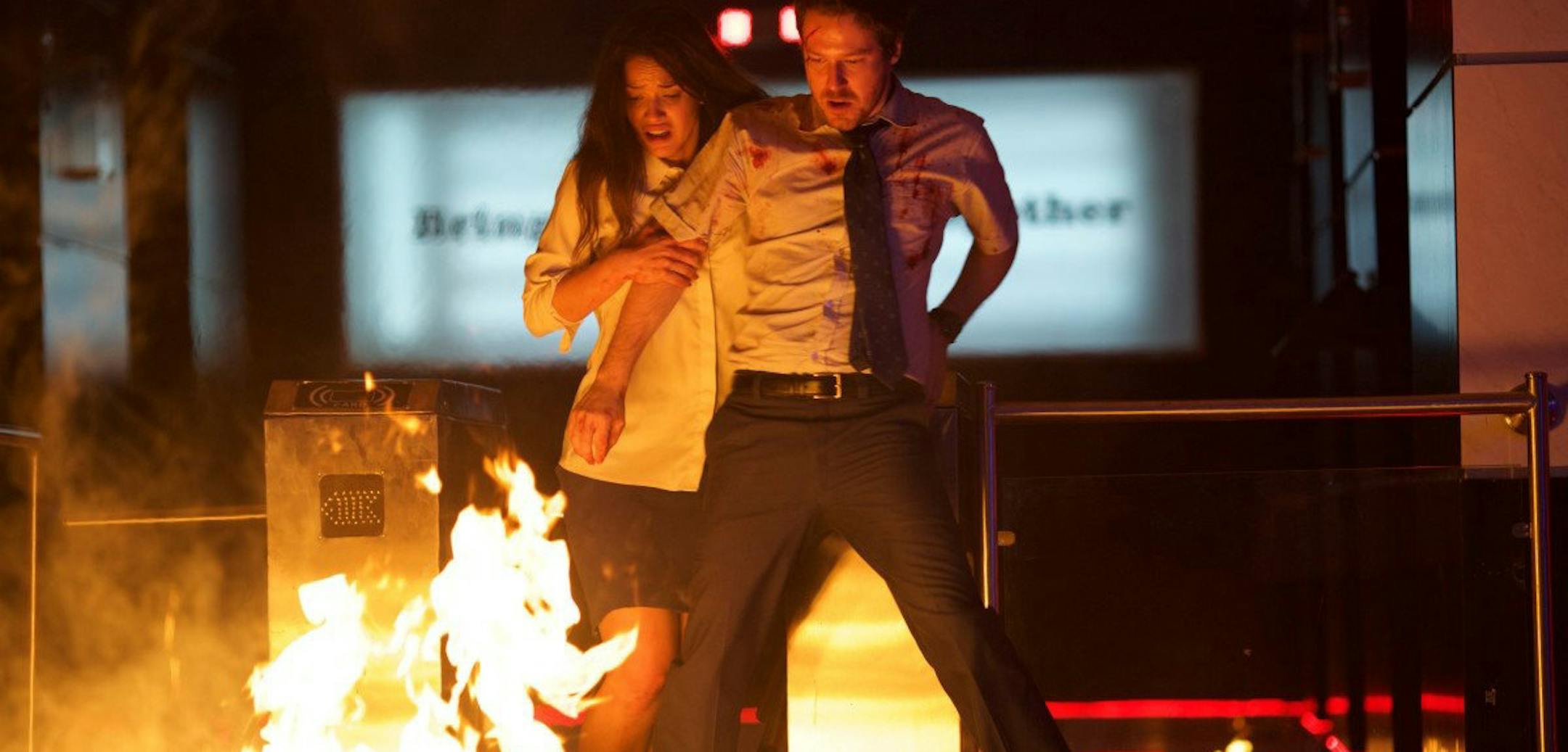 John Gallagher Jr. and Adria Arjona in "The Belko Experiment." (Handout/TNS) ORG XMIT: 1198595