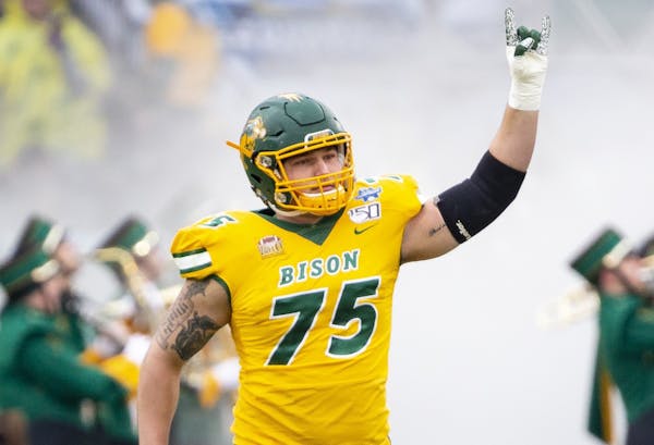 North Dakota State offensive tackle Dillon Radunz (AP Photo/Sam Hodde)