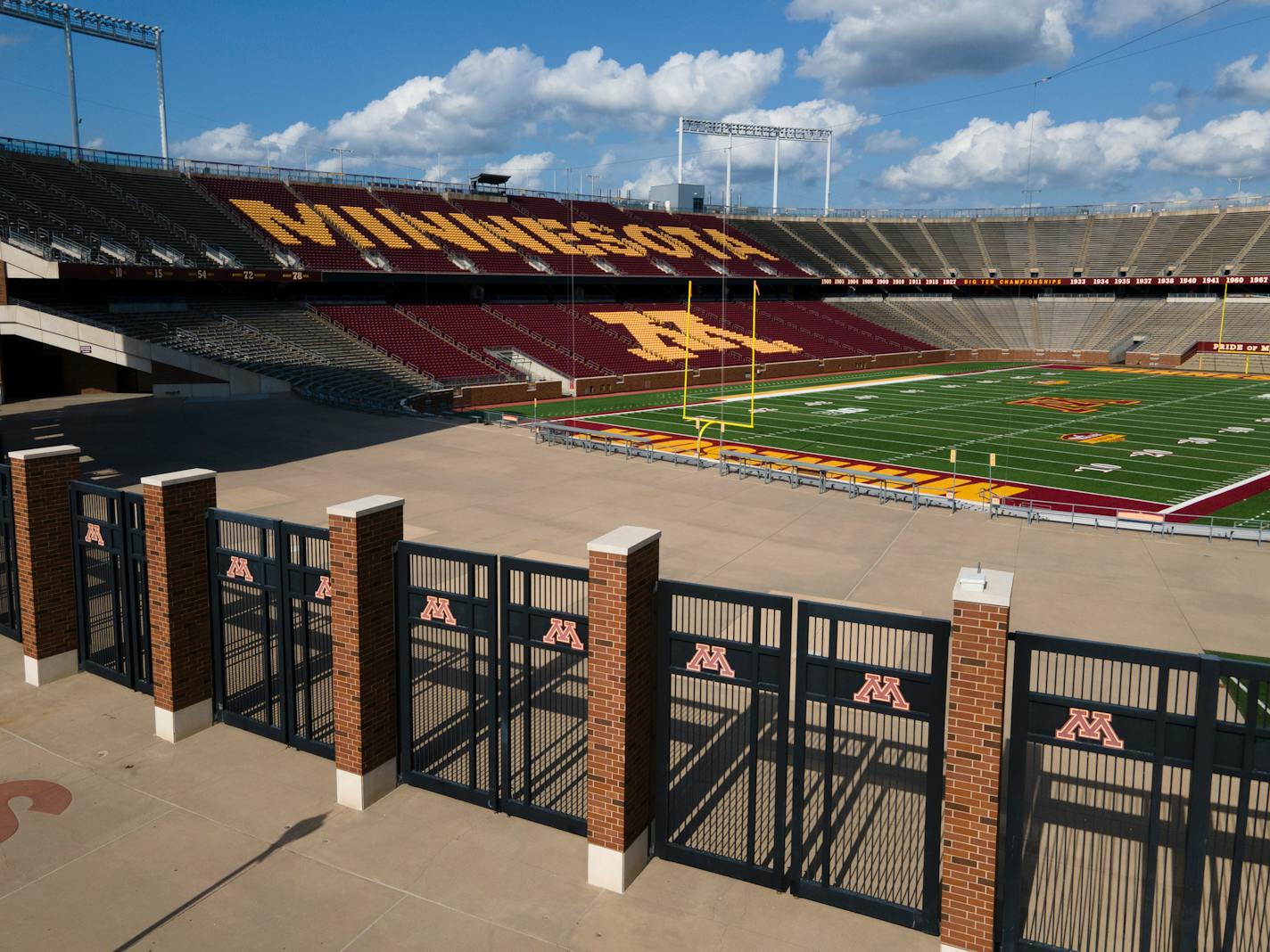 An empty TCF Bank Stadium, in August