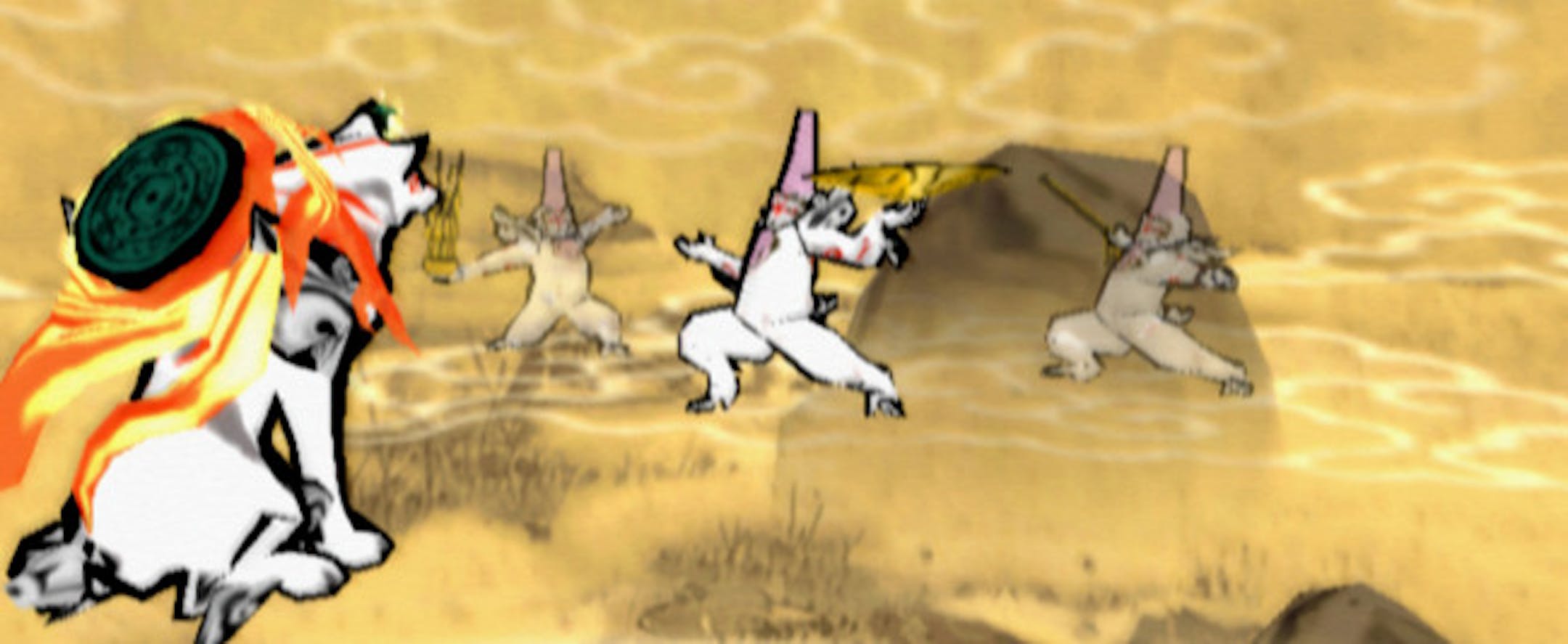 The innovative video game "Okami," now available for the Wii, is like a watercolor painting in which the player brushes in the action.