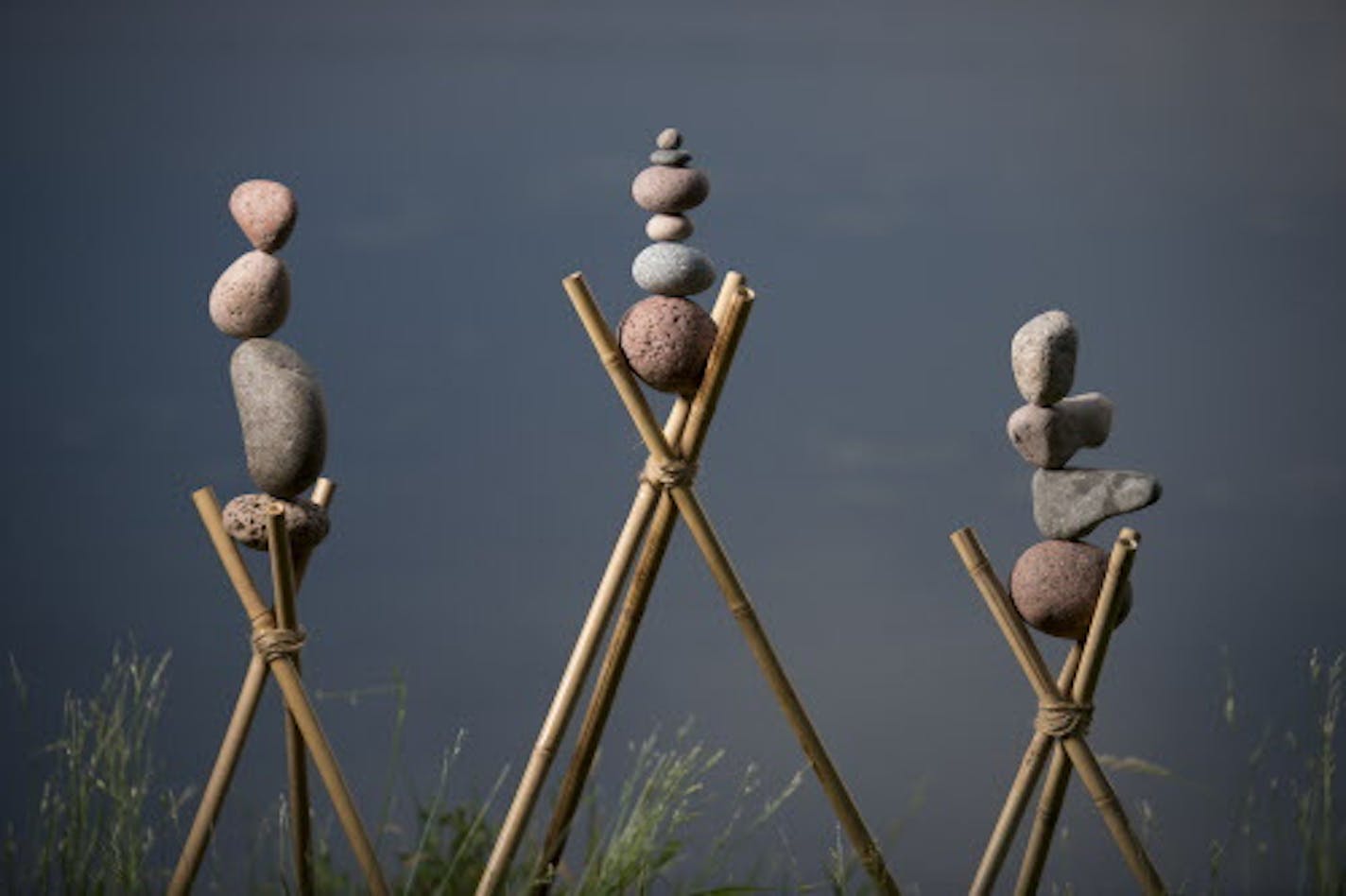 Rocks balanced by Peter Juhl. ] Aaron Lavinsky &#x2022; aaron.lavinsky@startribune.com Peter Juhl has made stacking rocks into an art form, but also boggles passers by with the feats of balance he achieves. Juhl was photographed Friday, June 26, 2015 near Lake Harriet's south beach.