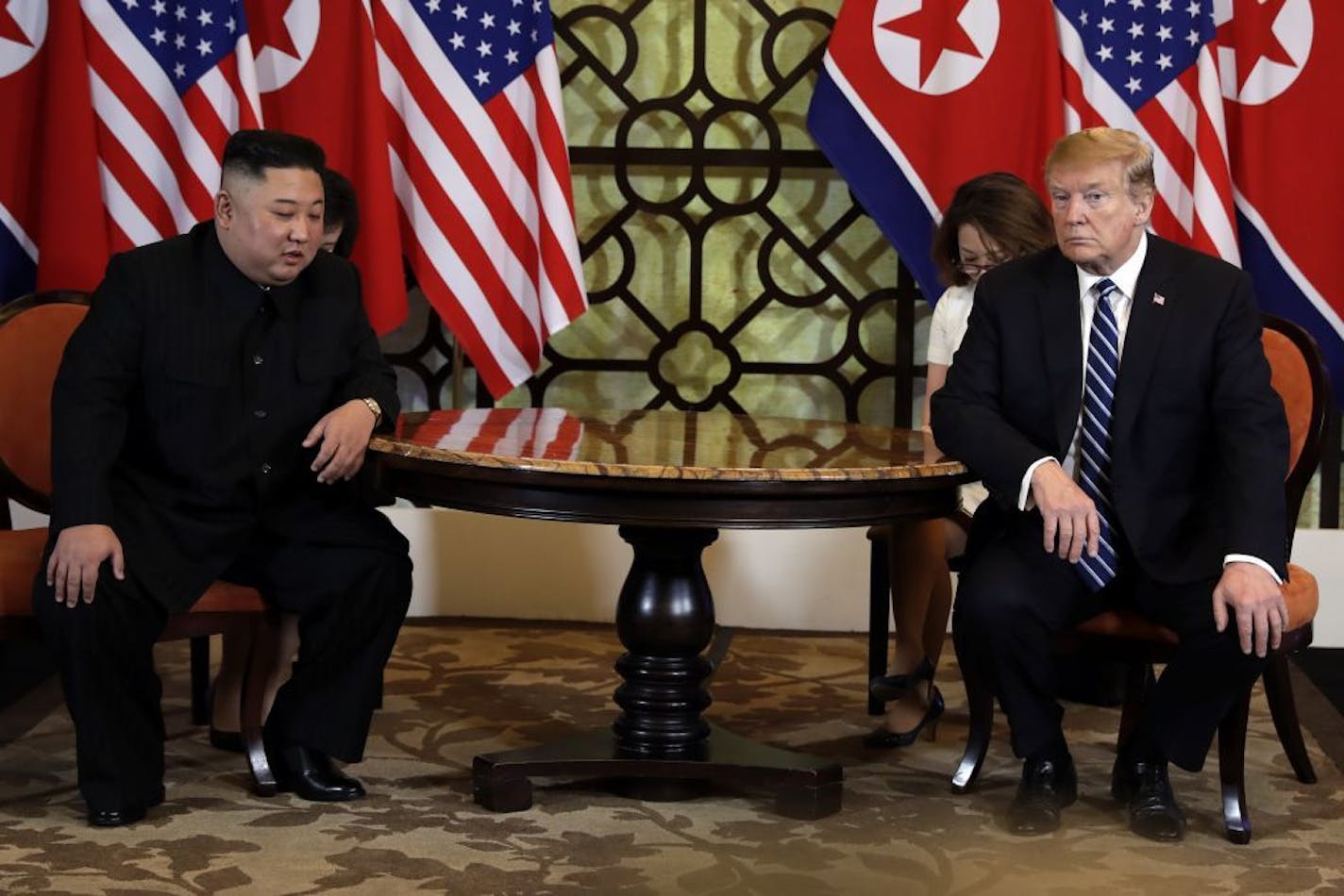 President Donald Trump meets North Korean leader Kim Jong Un, Thursday, Feb. 28, 2019, in Hanoi.